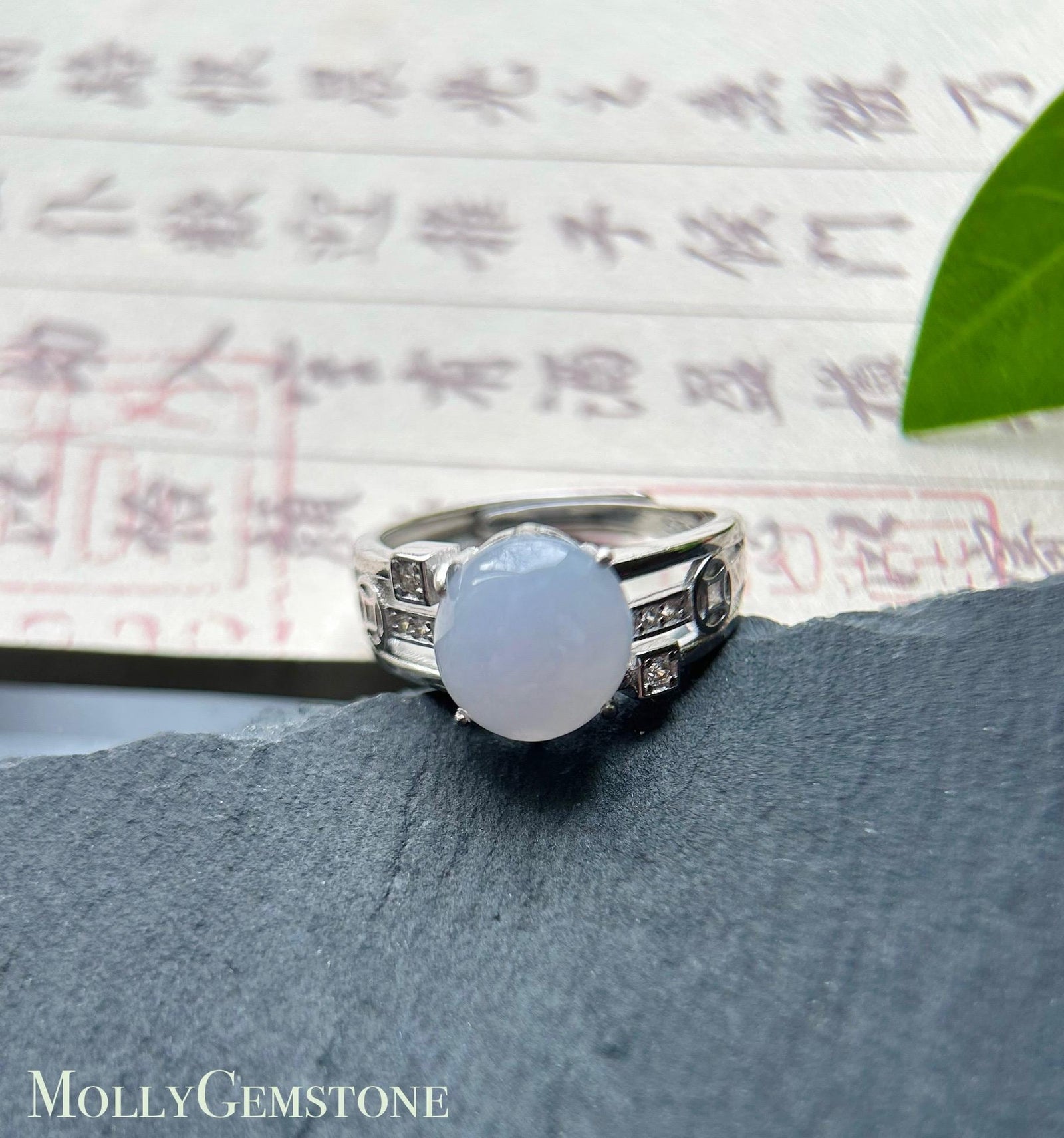 Natural Jadeite Adjustable Ring Burmese Type A fine glutinous Lavender Bluish Purple Jade with Sterling Silver
