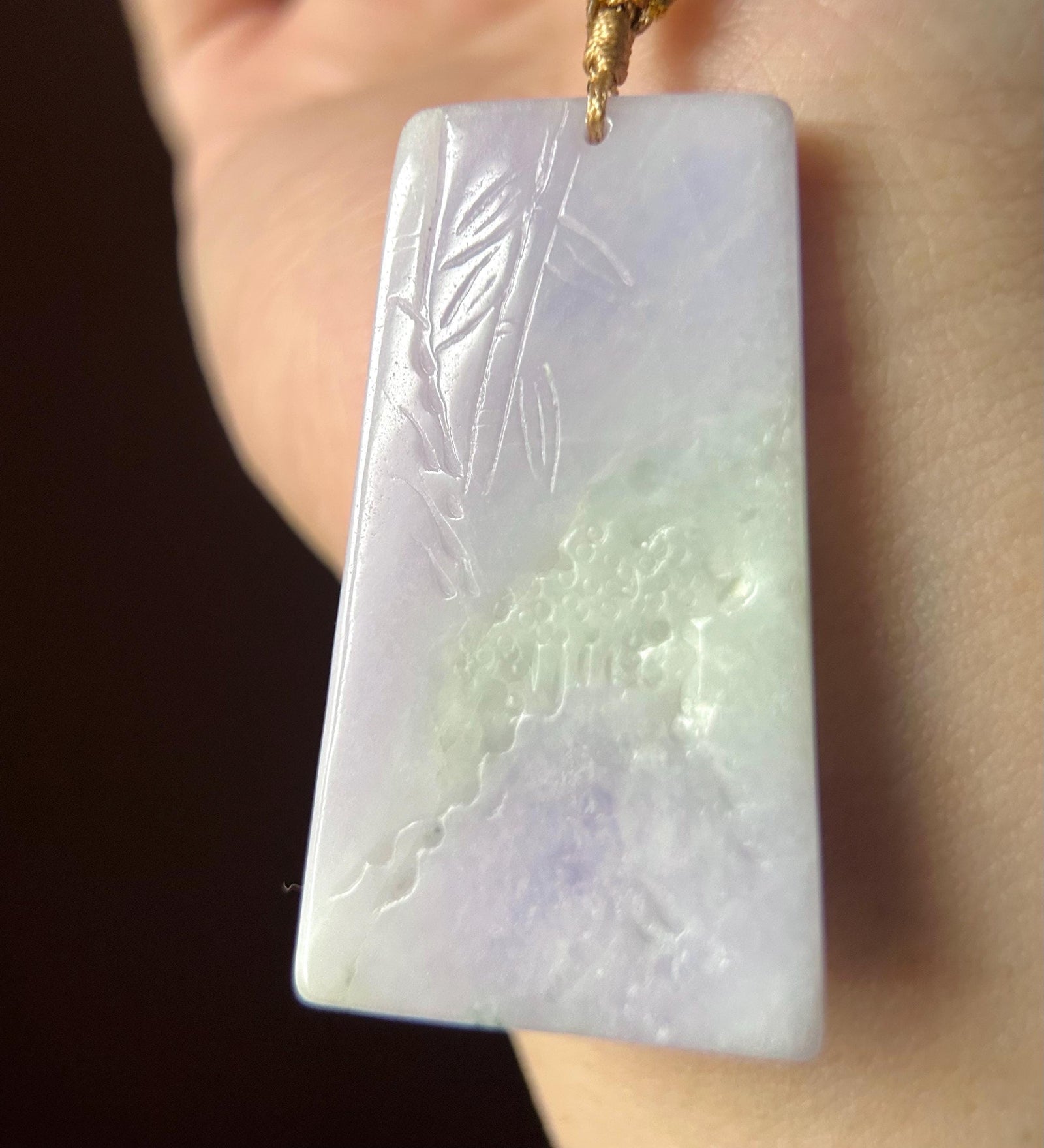Natural Purple Jadeite Pendant, Burmese Type A Icy Pinkish Lavender Jade Landscape, Feng Shui Prosperity Amulet