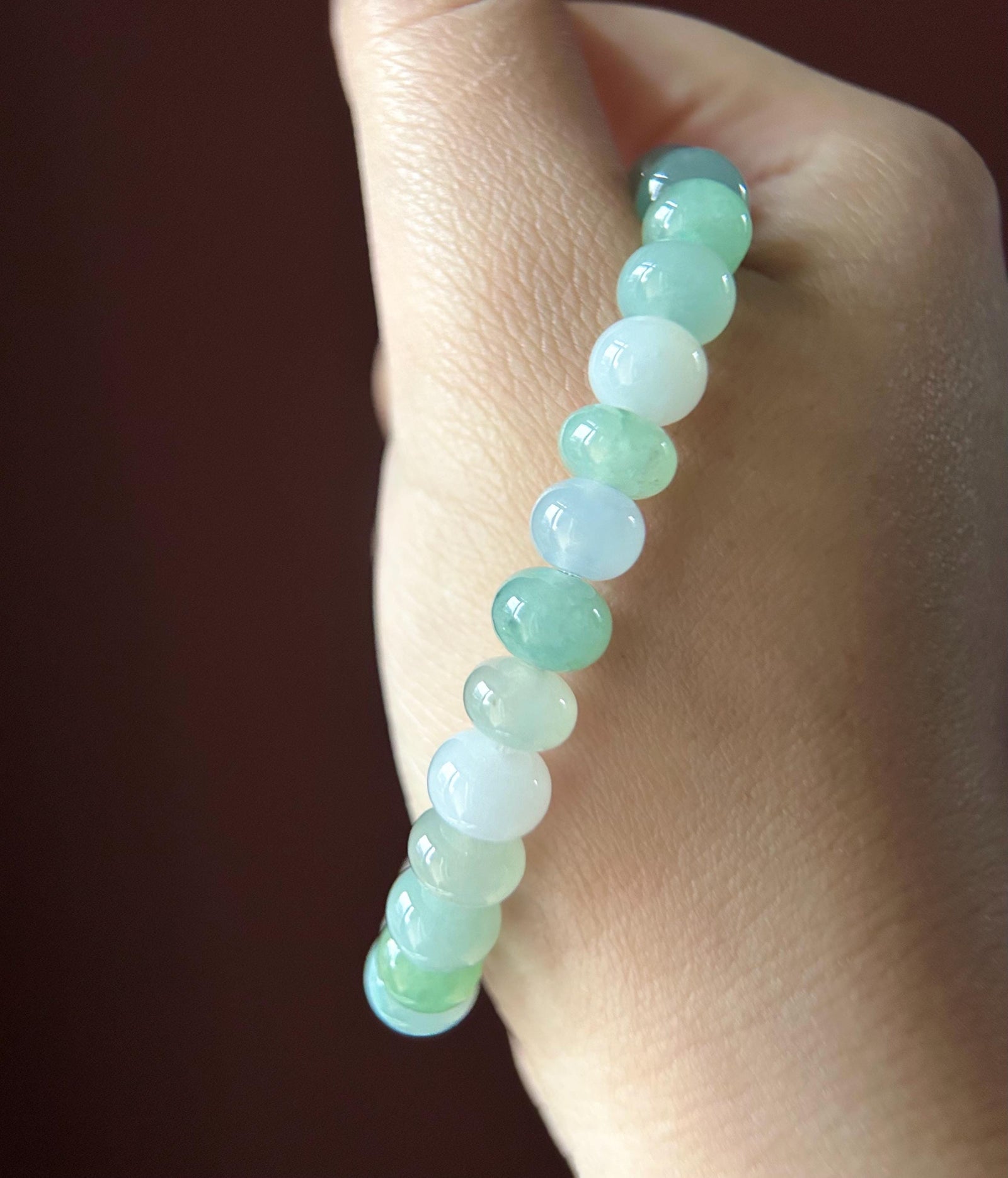 Natural Jadeite Beaded Bracelet Burmese Type A High-End Highly Translucent Icy Green/Blue Multicolor Jade 9mm