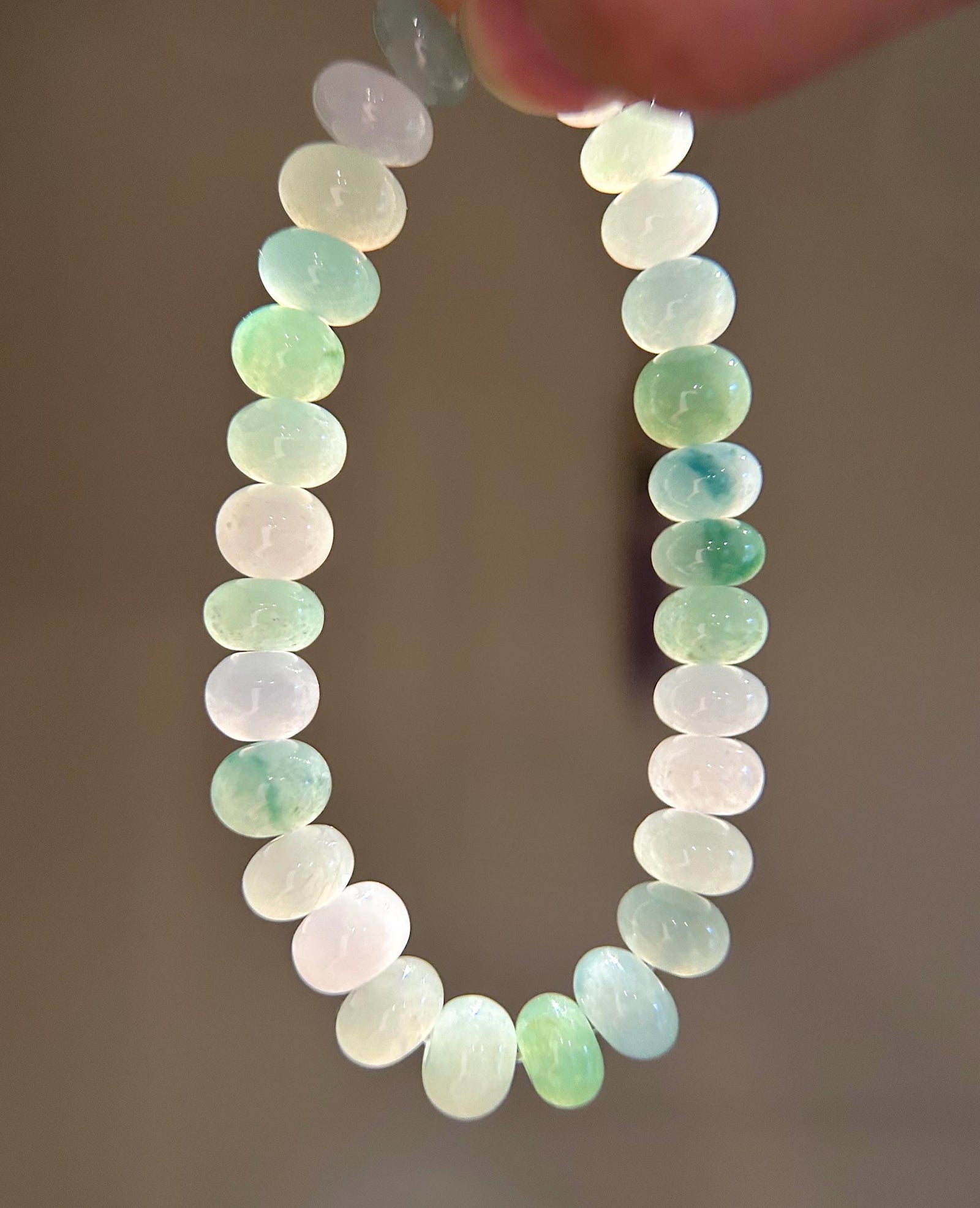 Natural Jadeite Beaded Bracelet Burmese Type A High-End Highly Translucent Icy Green/Blue Multicolor Jade 9mm