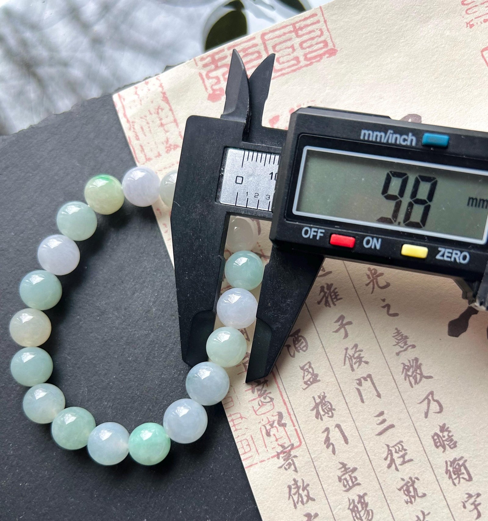 Natural Jadeite Beaded Bracelet - Burmese Type A Highly Translucent Icy Pastel Multicolor Jade 9.8mm