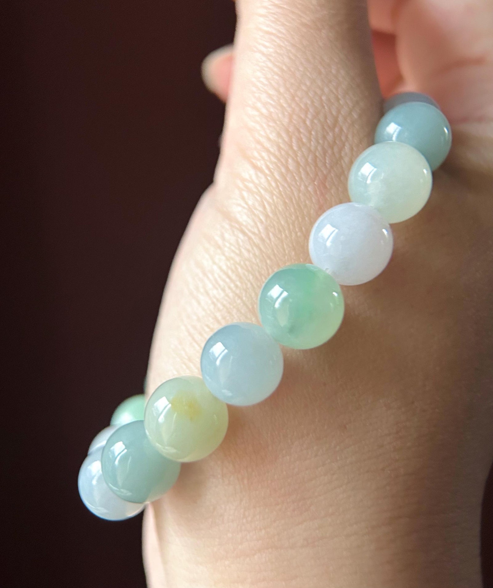 Natural Jadeite Beaded Bracelet Jewelry Untreated Burmese Type A Highly Translucent Icy Multicolored Jade 10mm