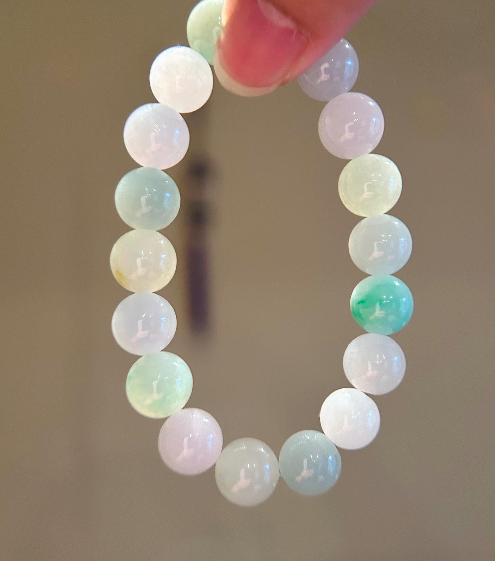 Natural Jadeite Beaded Bracelet Jewelry Untreated Burmese Type A Highly Translucent Icy Multicolored Jade 10mm
