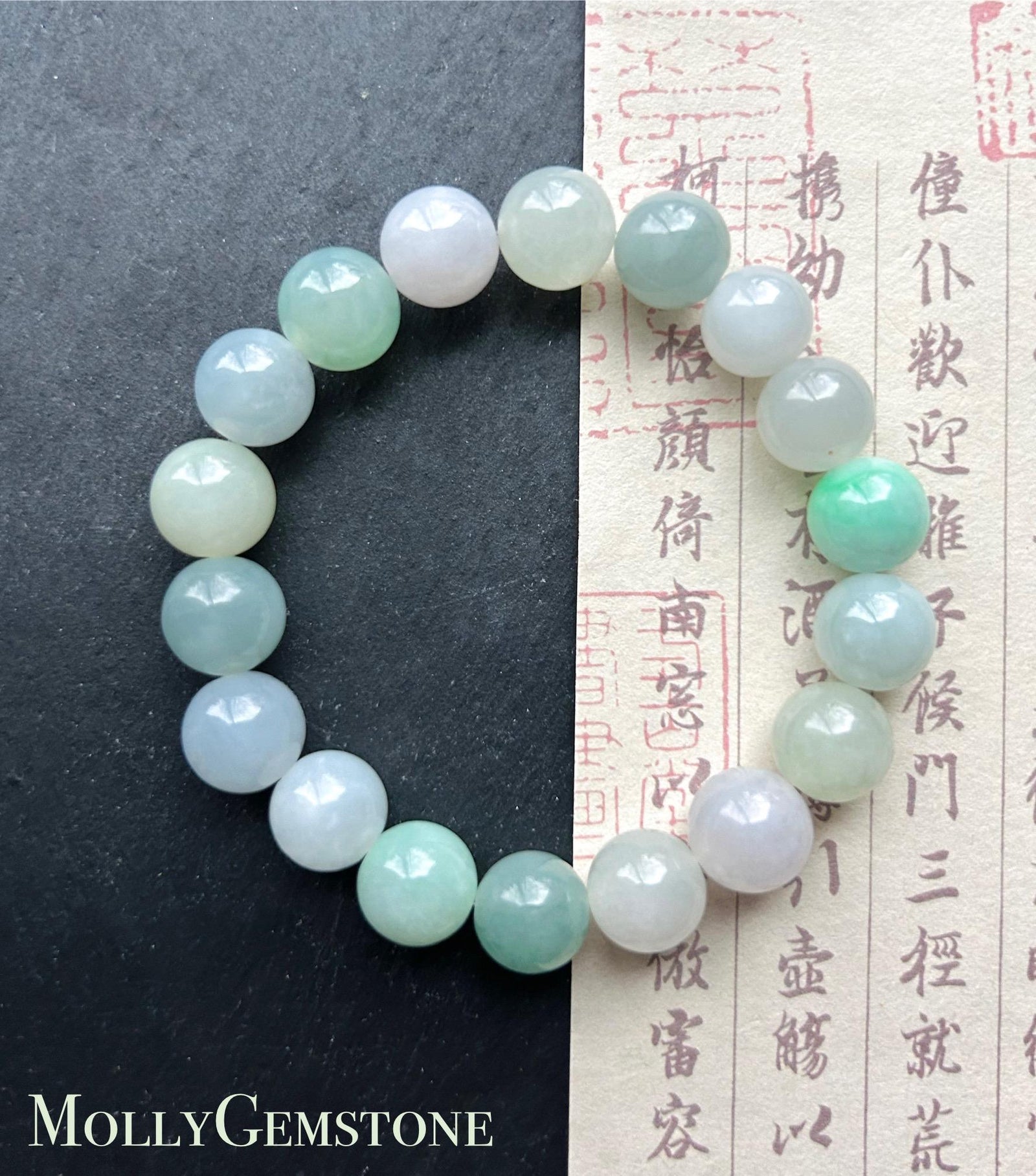 Natural Jadeite Beaded Bracelet Jewelry Untreated Burmese Type A Highly Translucent Icy Multicolored Jade 10mm