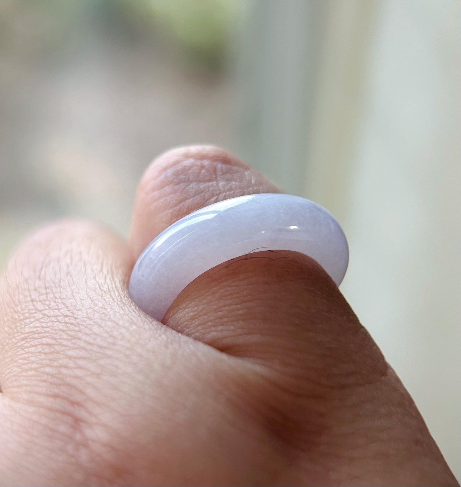 Certified Natural Jadeite Ring Band Burmese Type A Translucent Gelatinous Icy Pastel Pink Color Jade Ring US 6.5 17mm