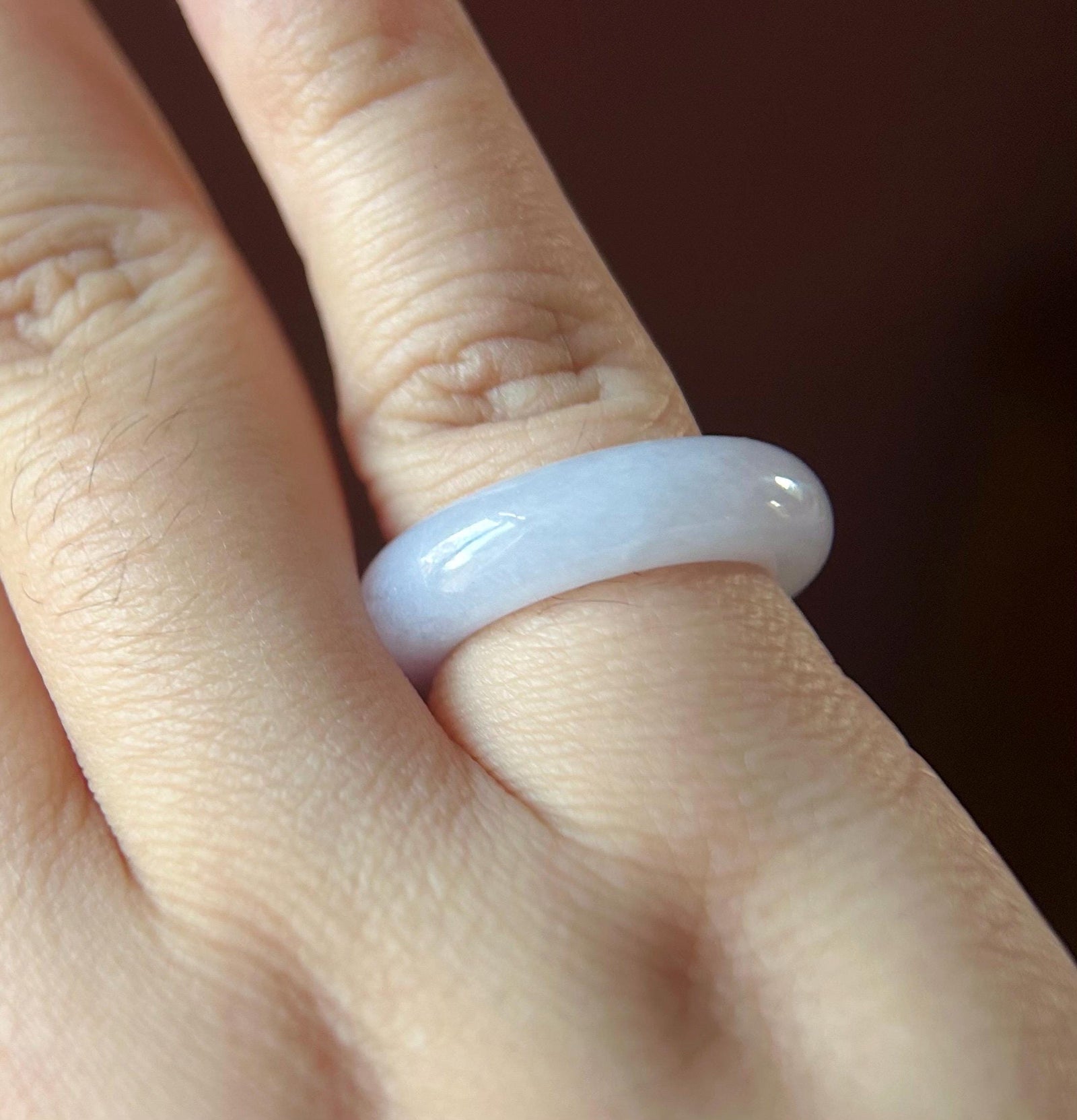 Certified Natural Jadeite Ring Band Burmese Type A Translucent Gelatinous Icy Pastel Pink Color Jade Ring US 6.5 17mm