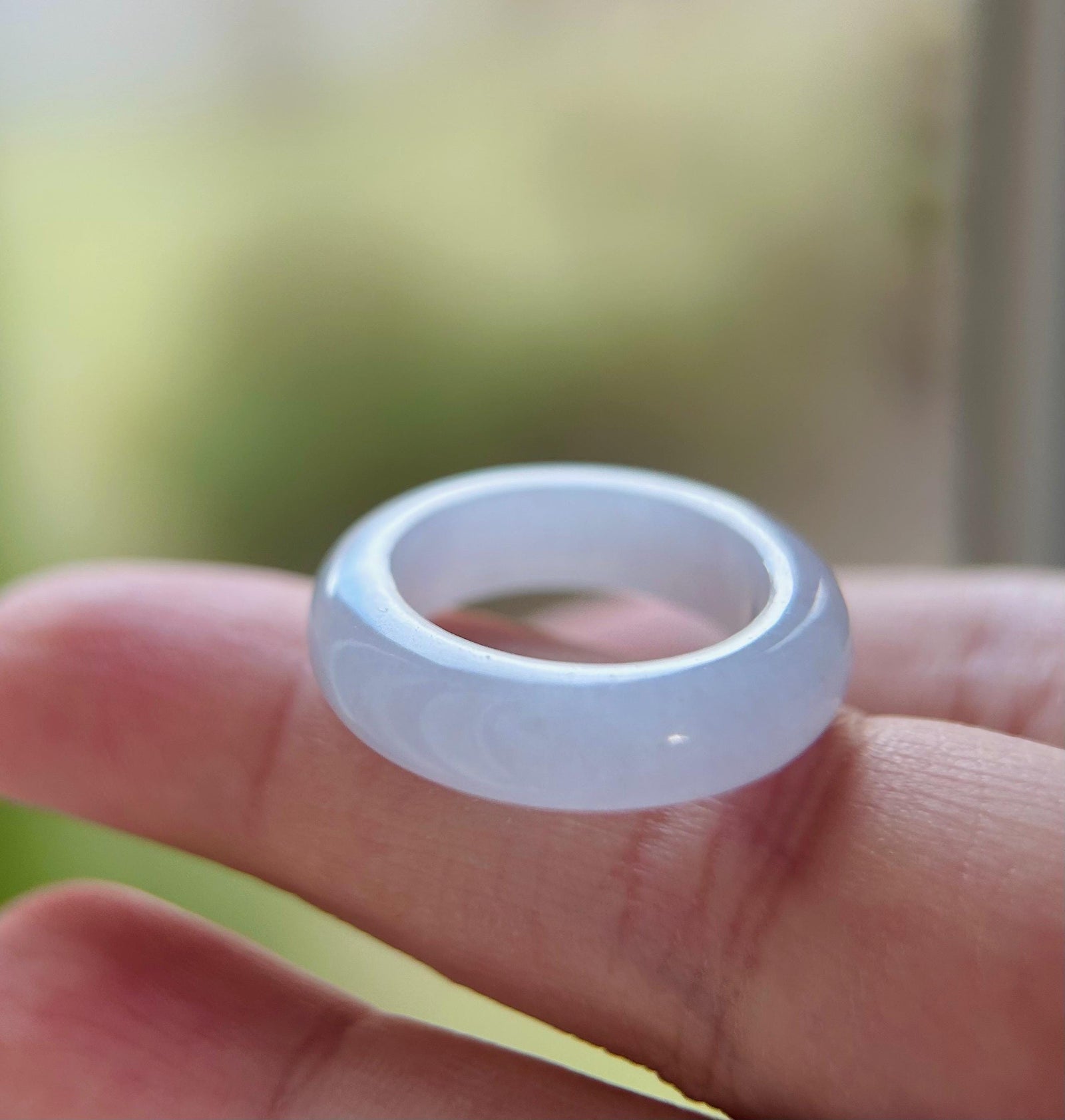 Certified Natural Jadeite Ring Band Burmese Type A Translucent Gelatinous Icy Pastel Pink Color Jade Ring US 6.5 17mm