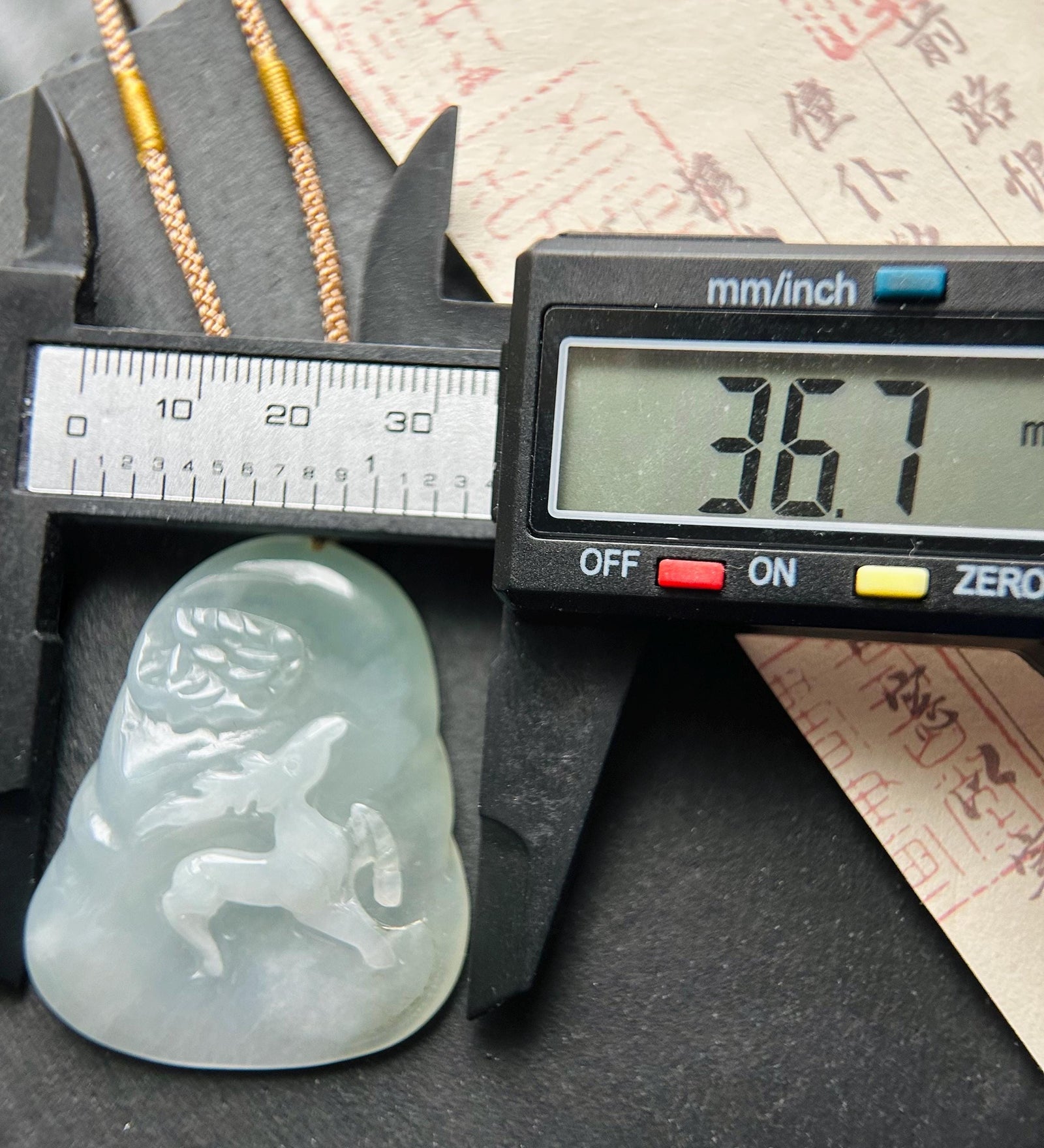 Natural Jadeite HandCarved Deer & Flower Pendant Burmese Untreated Type A Highly Translucent Icy Light Dusty Green Jade