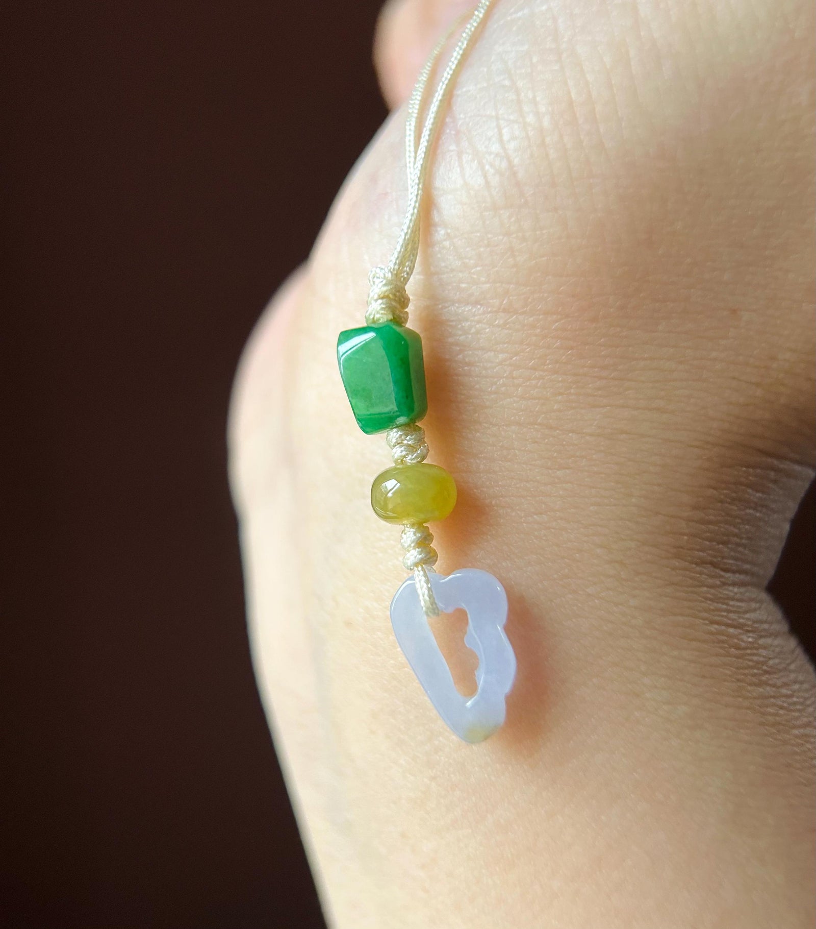 Natural Jadeite Handwoven Phone Charm Keychain Protection Authentic Untreated Type A Burmese Jade RuYi Clouds Chinese Knot
