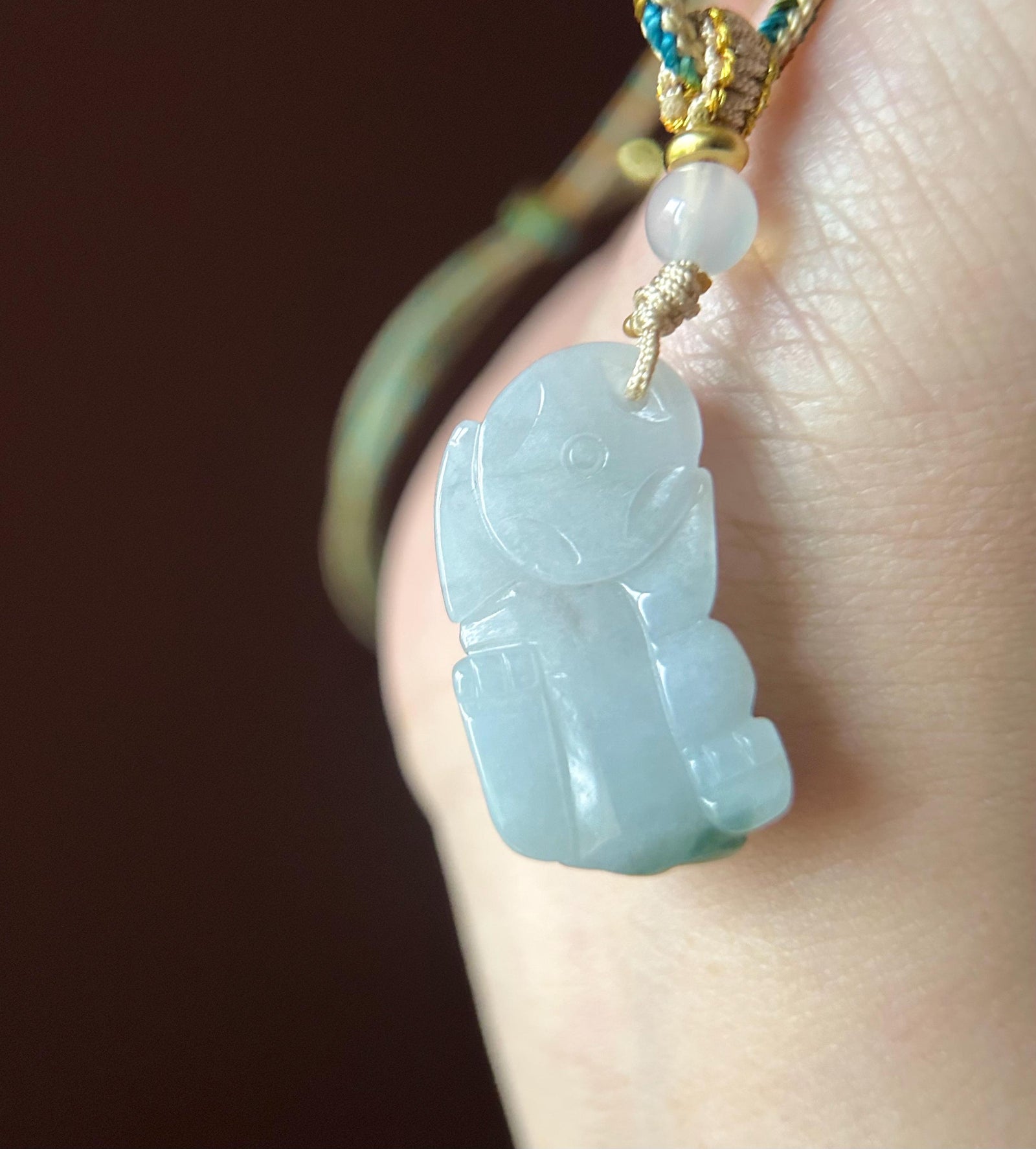Natural Burmese Jadeite HandCarved Pixiu Pendant Handwoven Necklace Jewelry - Type A Icy Translucent Green & White Jade