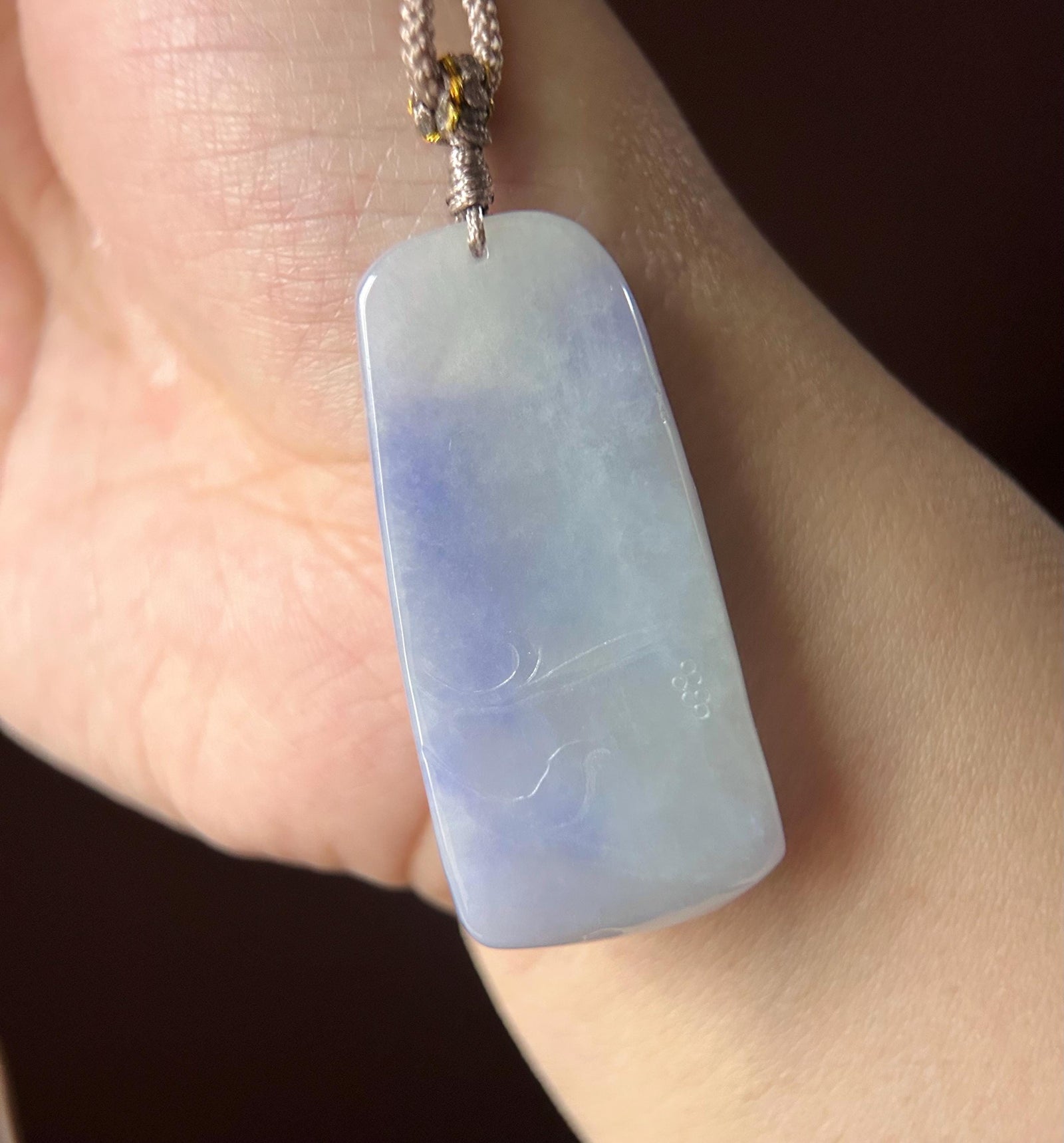 Natural Burmese Icy Lavender Purple Jadeite Goldfish & Lotus Pendant – Type A Untreated Jade – Hand Carved Lucky Fish Necklace