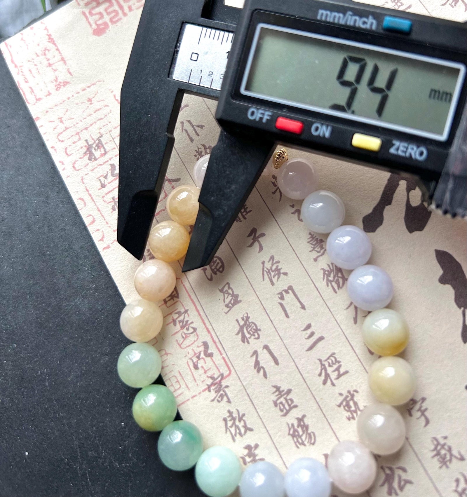 Natural Jadeite Beaded Bracelet Burmese Type A Highly Translucent Icy Rainbow Multicolor Jade 9.5mm