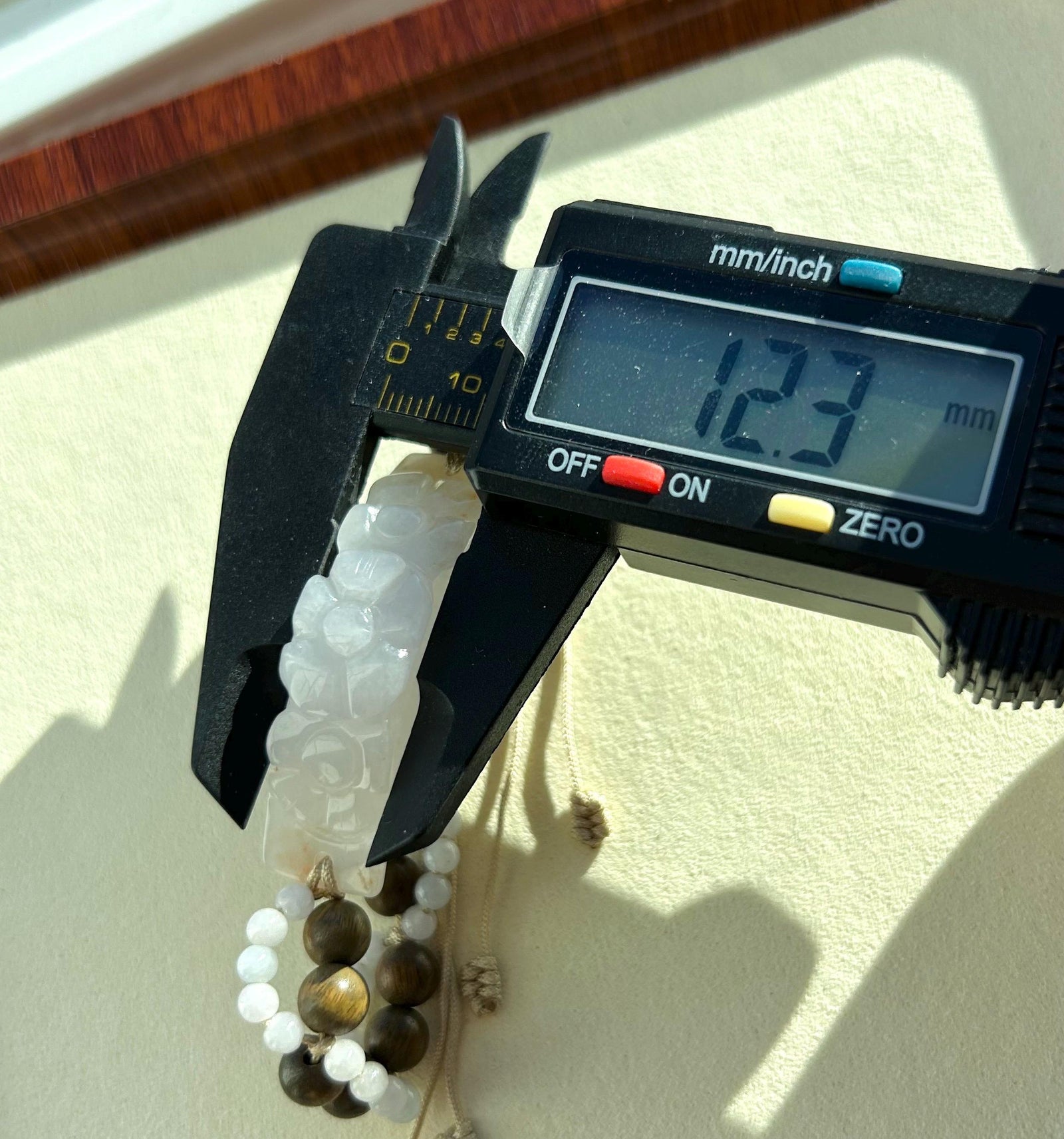Natural Jadeite Plaque & Sandlewood Handwoven Bracelet Authentic Burmese Untreated Icy Translucent Type A White Red Floral Jade