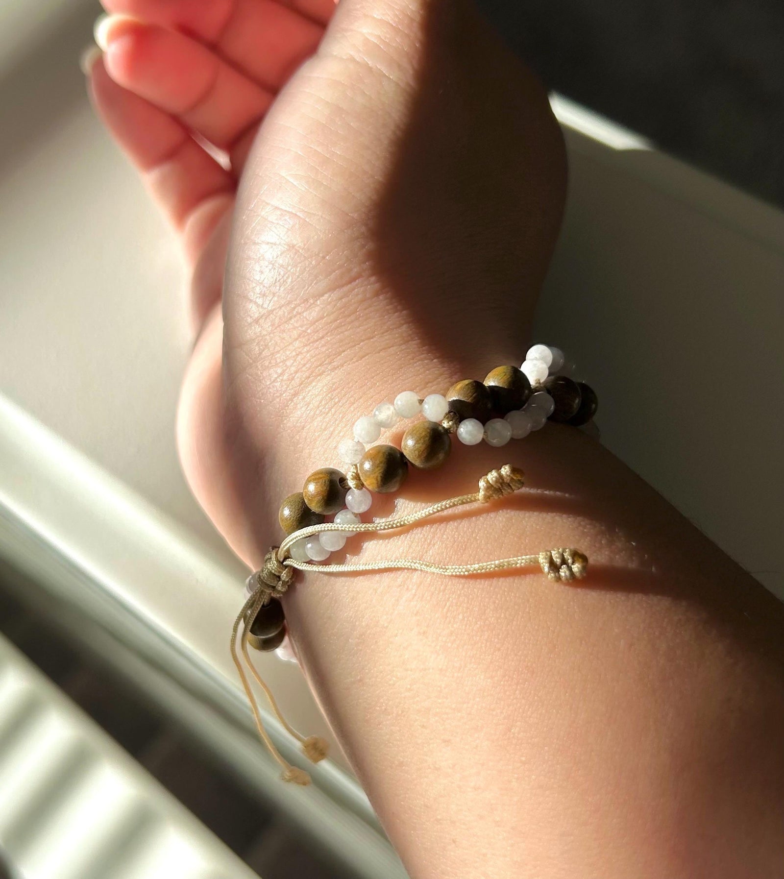 Natural Jadeite Plaque & Sandlewood Handwoven Bracelet Authentic Burmese Untreated Icy Translucent Type A White Red Floral Jade