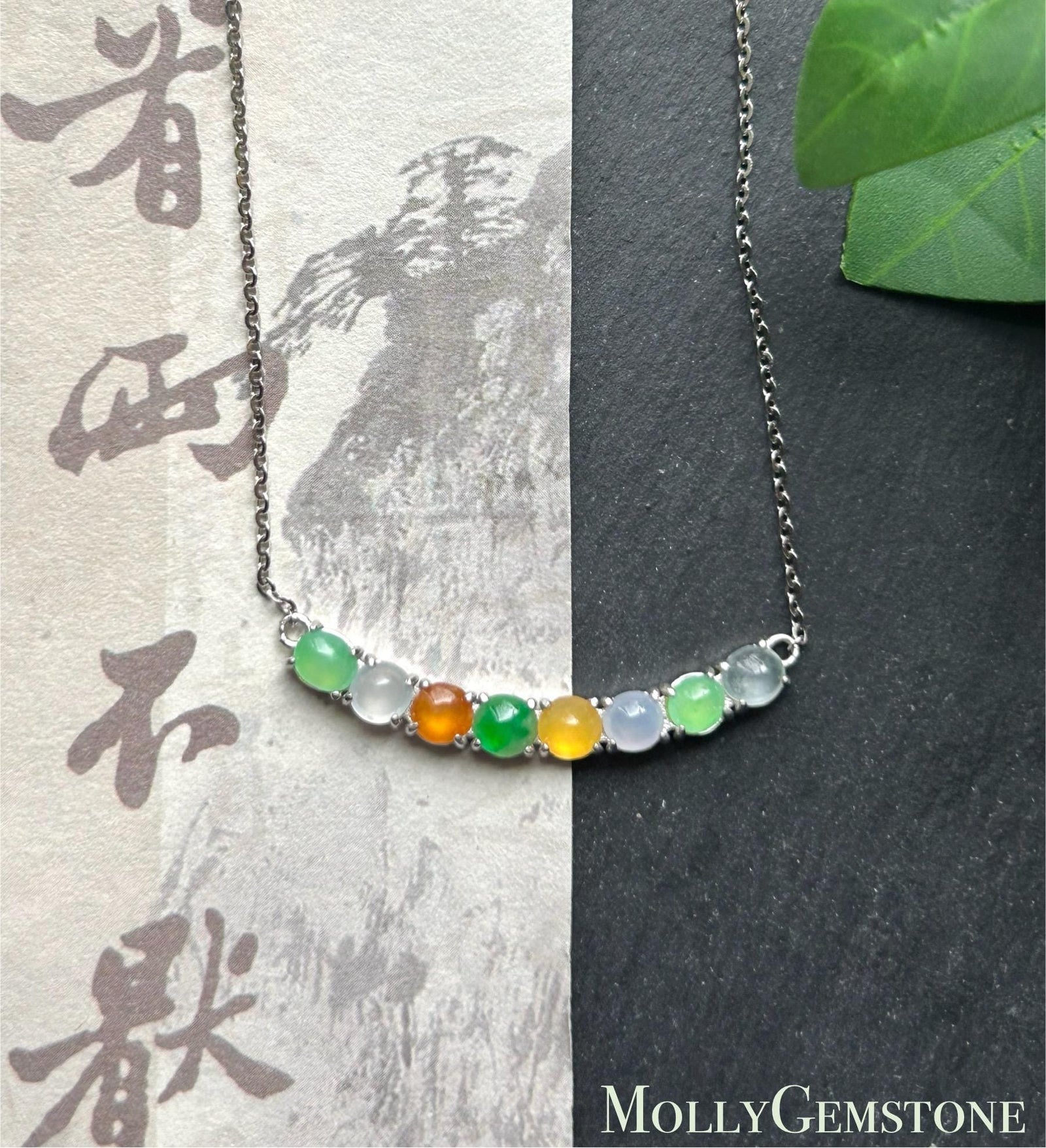Certified Natural Burmese Jadeite Pendant Necklace | Type A Icy Translucent Multicolor Jade Sterling Silver Setting