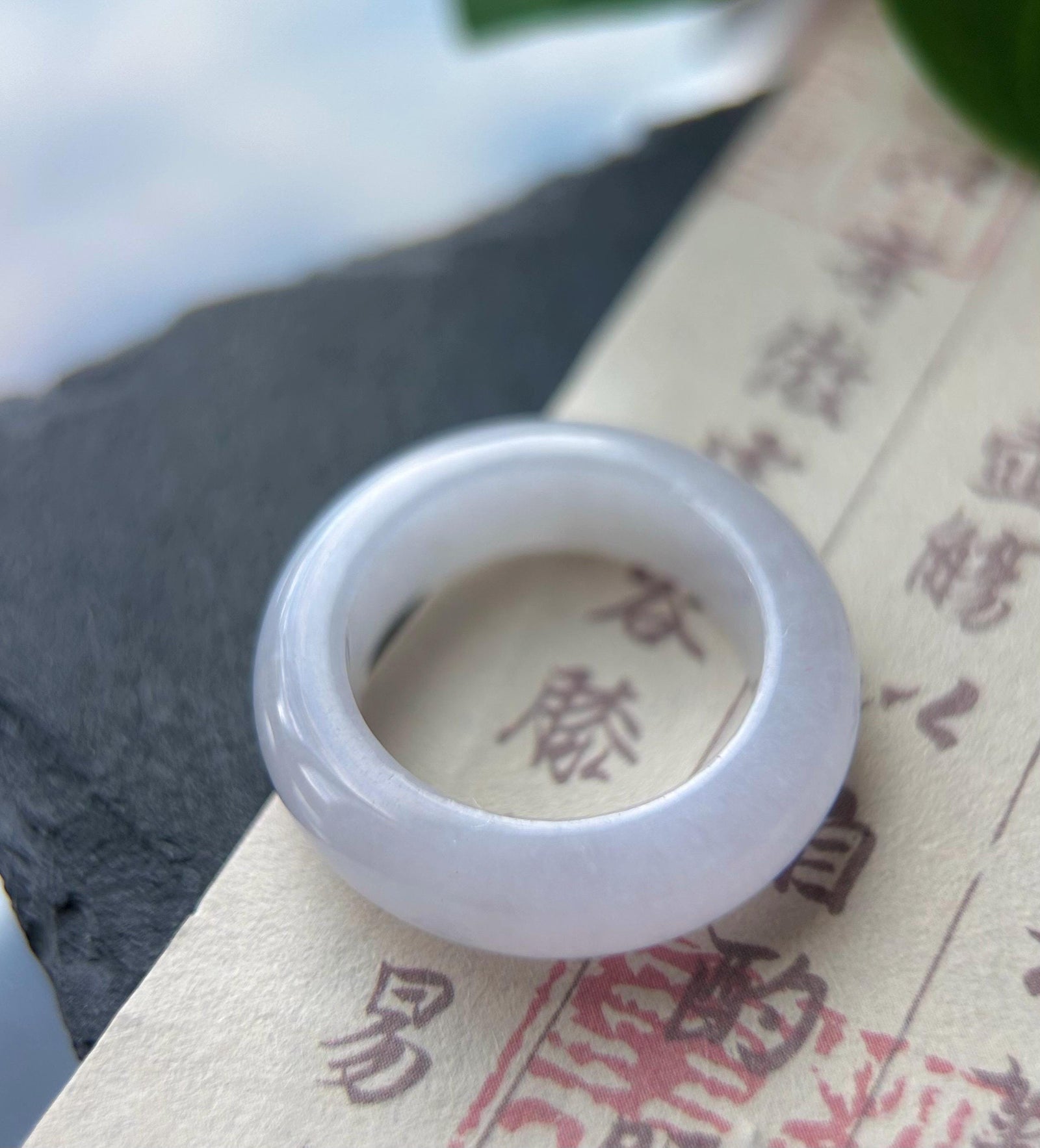 Certified Natural Jadeite Ring Band Burmese Type A Translucent Gelatinous Icy Pastel Pink Color Jade Ring US 6.5 17mm