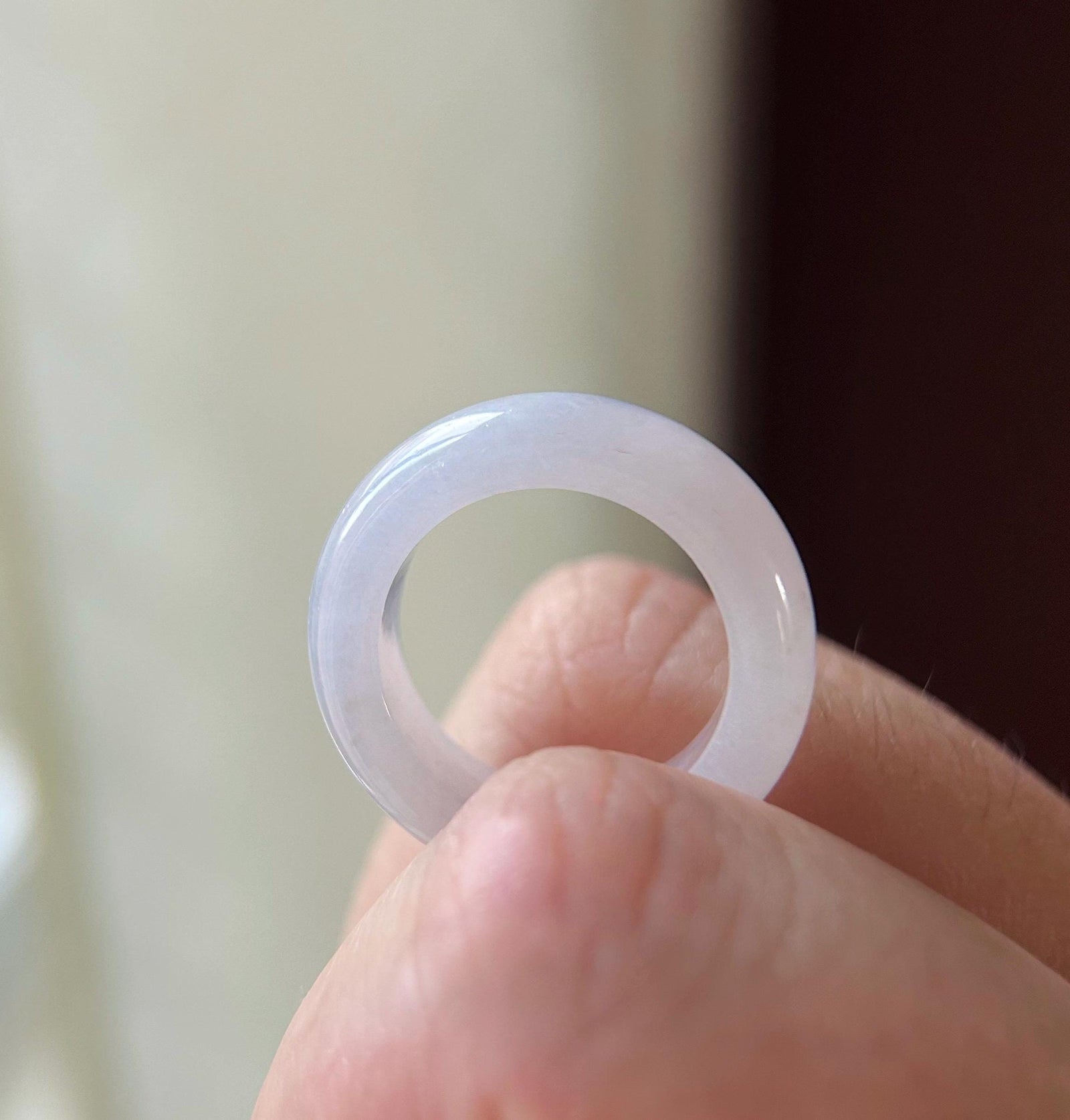 Certified Natural Jadeite Ring Band Burmese Type A Translucent Gelatinous Icy Pastel Pink Color Jade Ring US 6.5 17mm