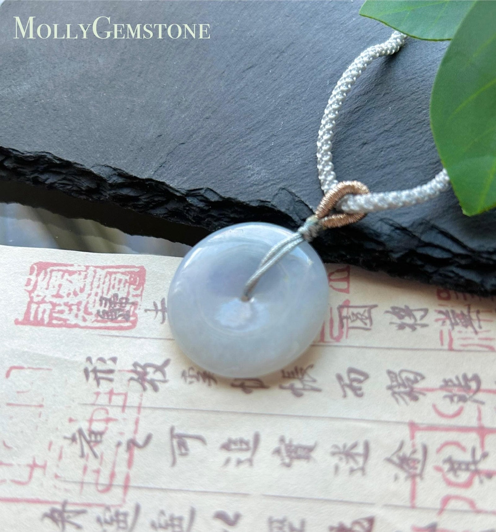 Natural Jadeite Lucky Donut Pendant Adjustable Necklace Burmese Type A Icy Gelatinous Lavender Purple Jade PingAnKou