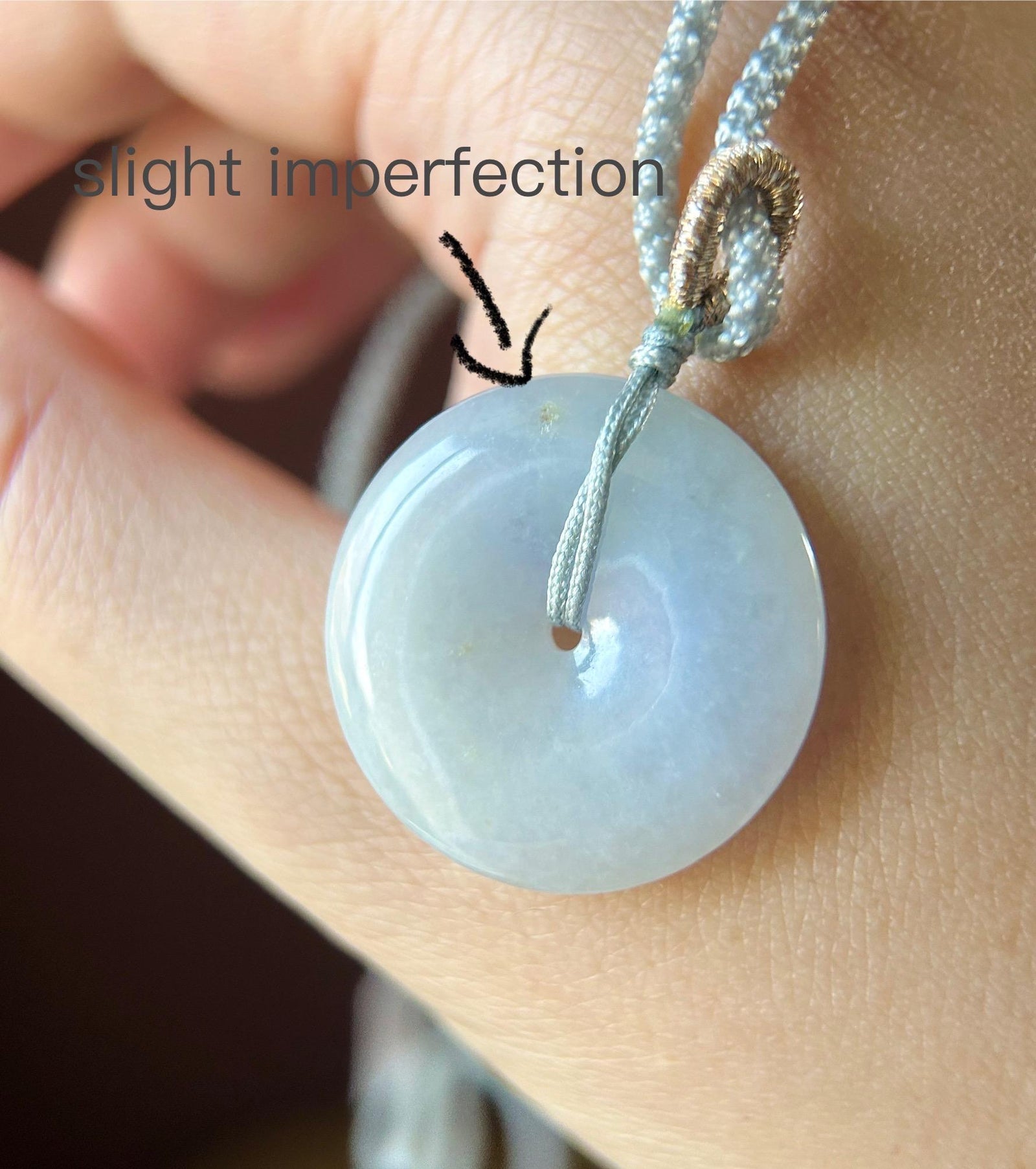 Natural Jadeite Lucky Donut Pendant Adjustable Necklace Burmese Type A Icy Gelatinous Lavender Purple Jade PingAnKou