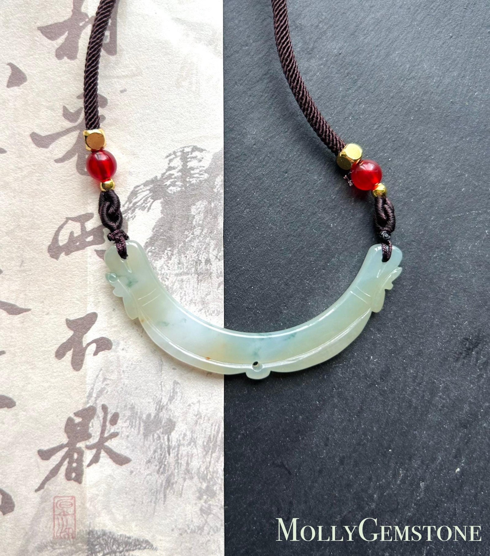 Natural Burmese Jadeite Pendant Necklace | Type A Icy Translucent Yellow Green Floral Jade | Protection & Grounding