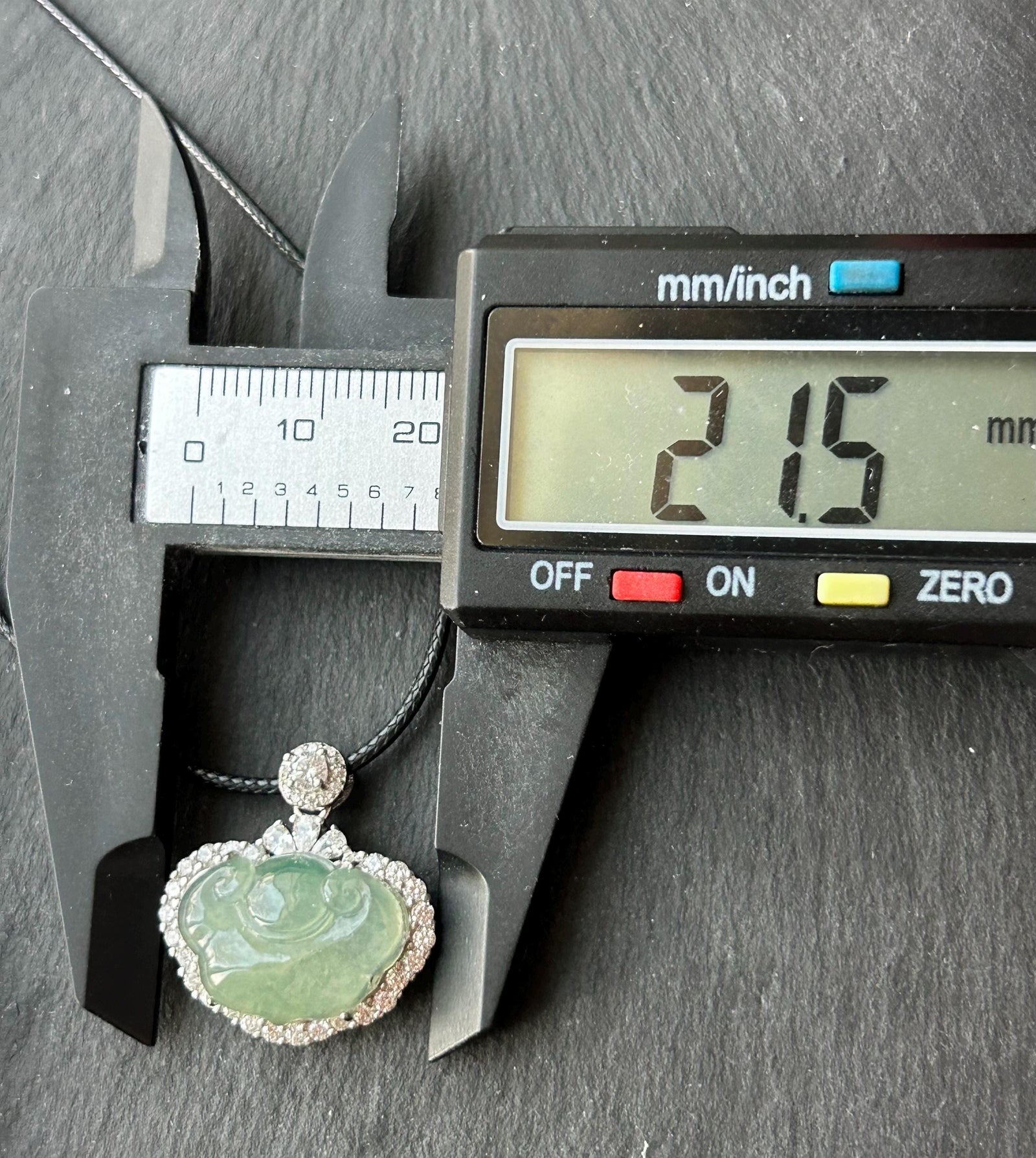 Natural Jadeite RuYi Cloud Pendant, Burmese Type A Highly Translucent Icy Light Green Jade, Sterling Silver Setting