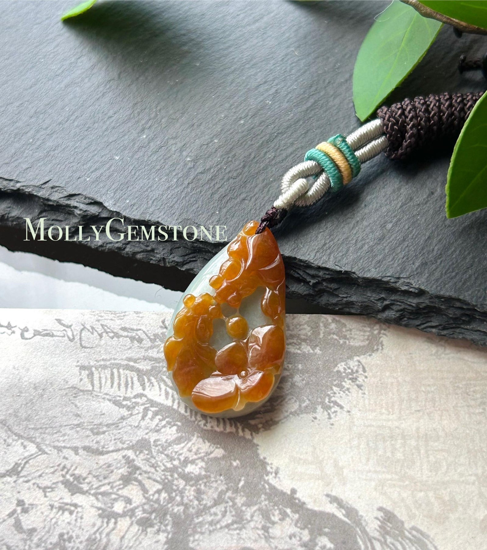 Natural Jadeite Pendant, Lotus and Koi Carving, Burmese Type A Icy Translucent Red Jade, Symbol of Abundance