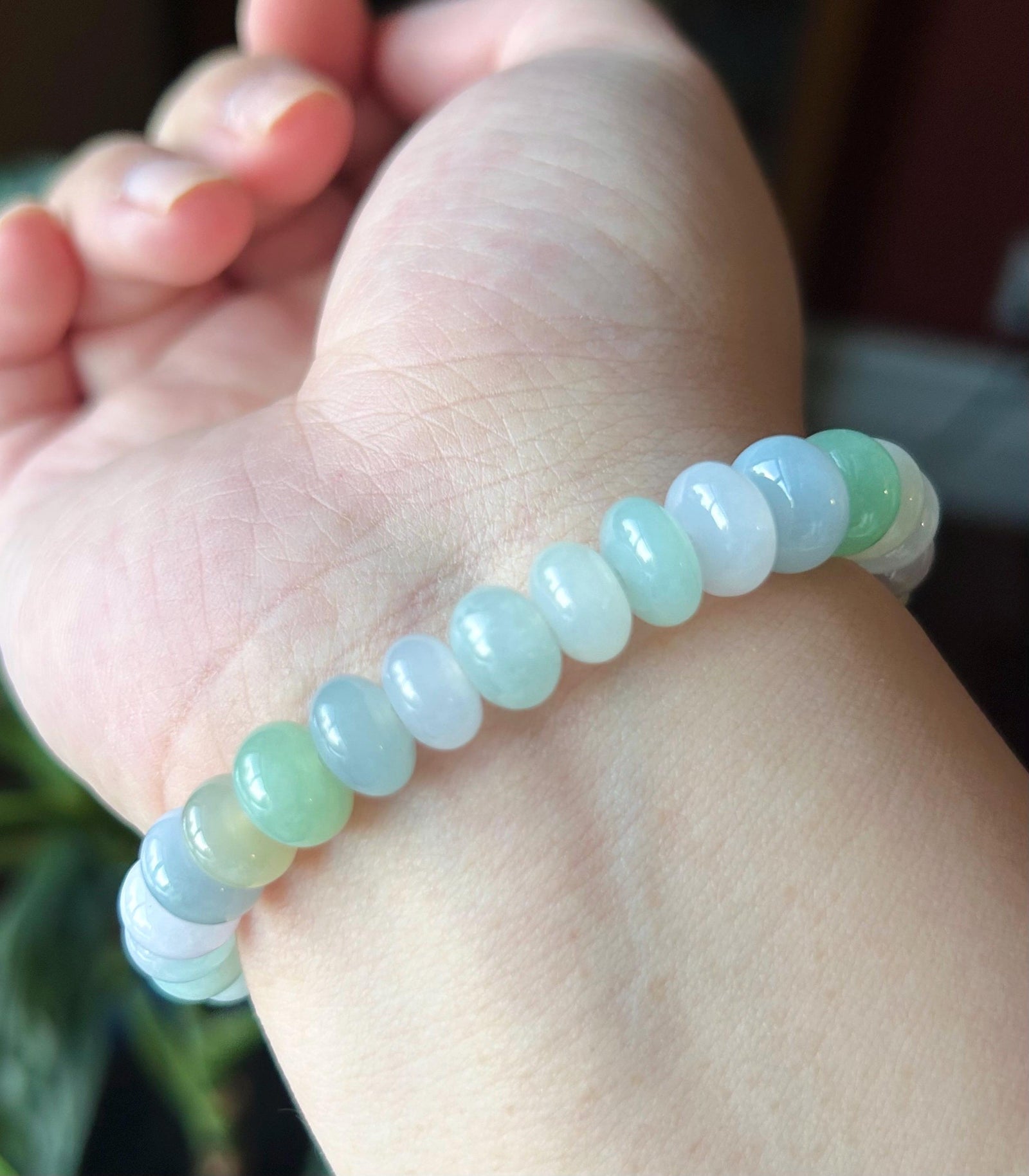 Natural Jadeite Multi-Color Beaded Bracelet, Burmese Type A Icy Translucent Pastel Jade, Soft Tone Jewelry