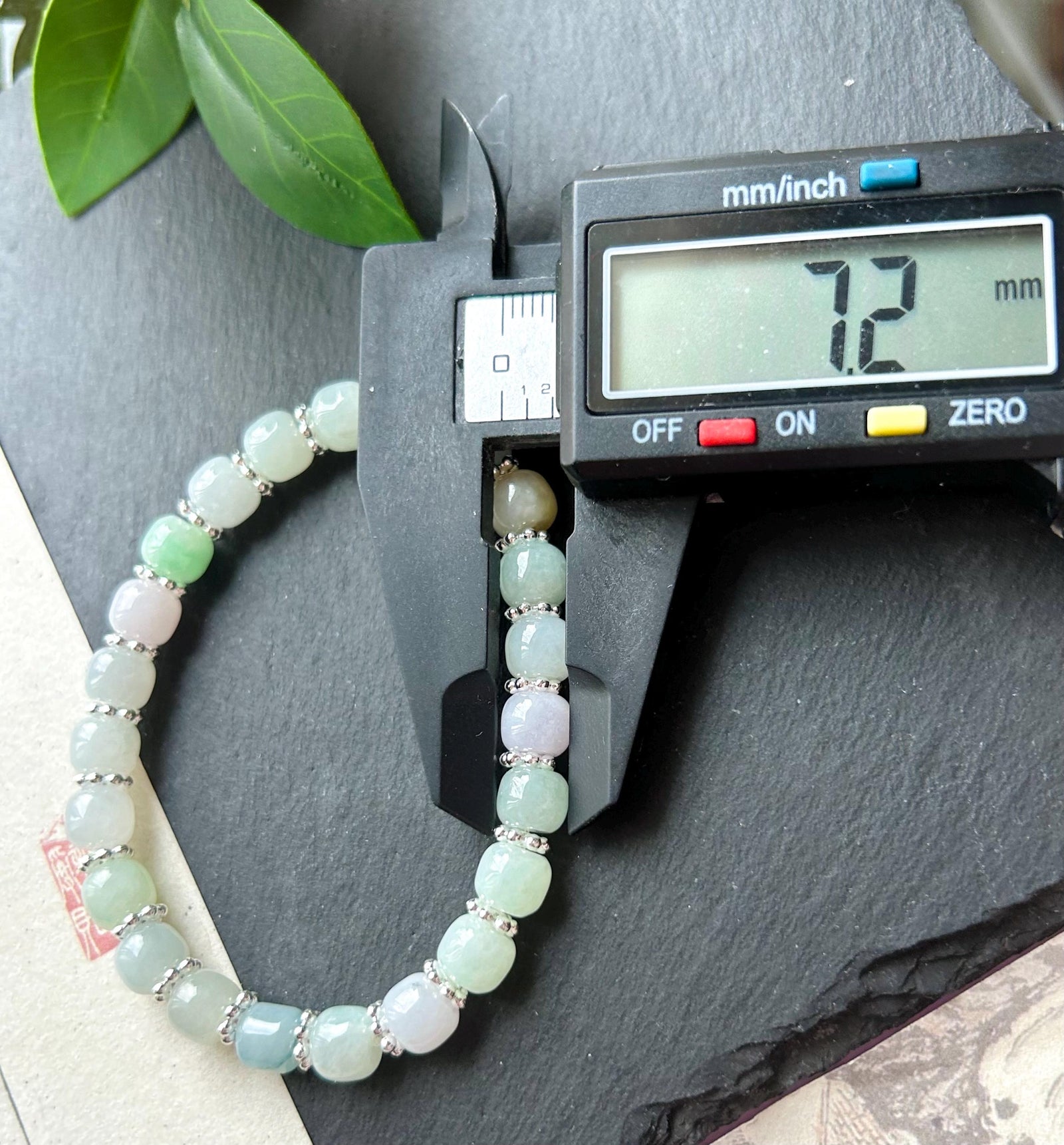 Natural Jadeite Beaded Bracelet, Burmese Type A Icy Translucent Macaron Multicolor 7.2mm Jade