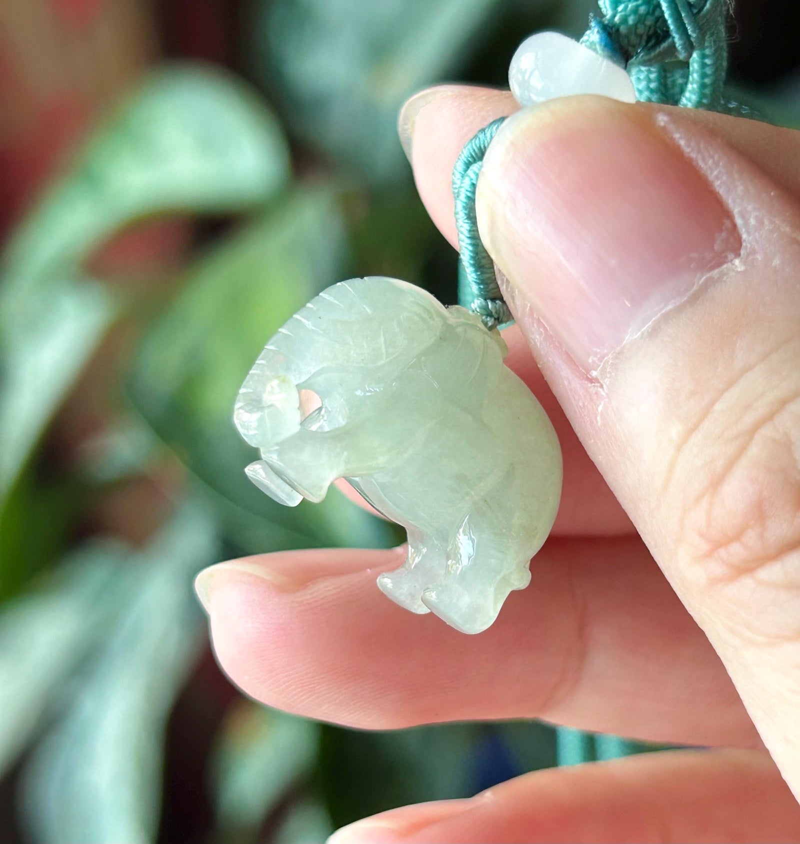 Natural Burmese Jadeite Elephant Tassel Bag Charm Highly Translucent Type A Icy Green Jade Pendant, Oriental Lucky Accessory