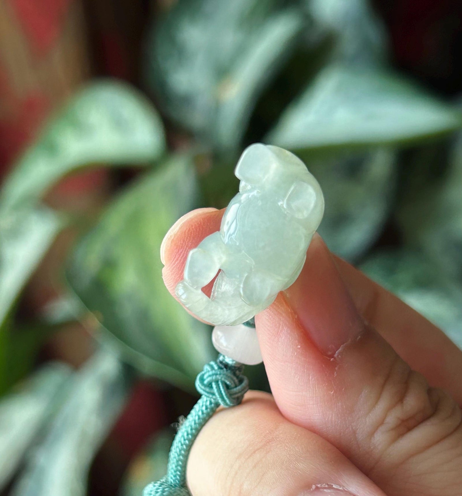 Natural Burmese Jadeite Elephant Tassel Bag Charm Highly Translucent Type A Icy Green Jade Pendant, Oriental Lucky Accessory