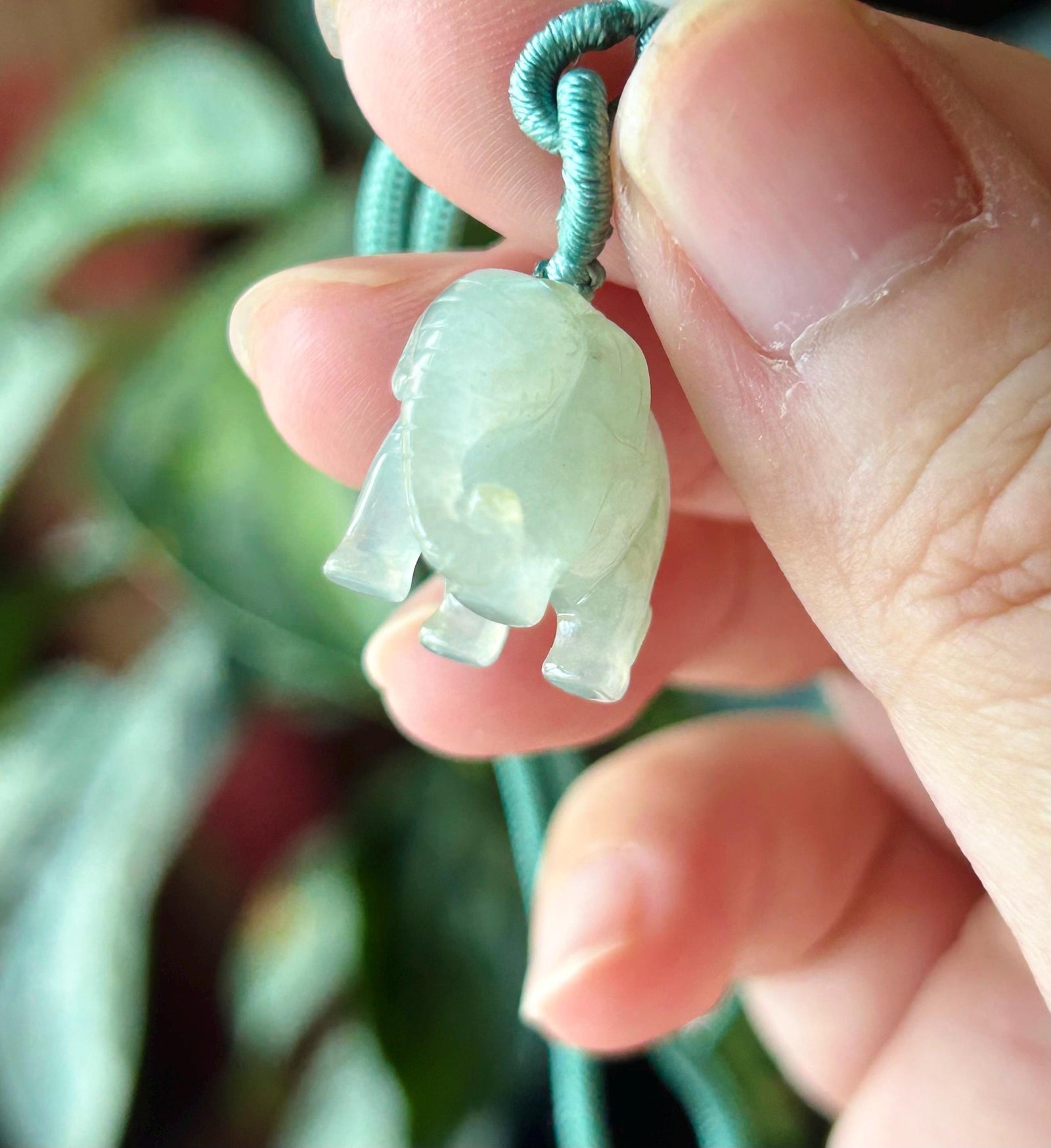 Natural Burmese Jadeite Elephant Tassel Bag Charm Highly Translucent Type A Icy Green Jade Pendant, Oriental Lucky Accessory
