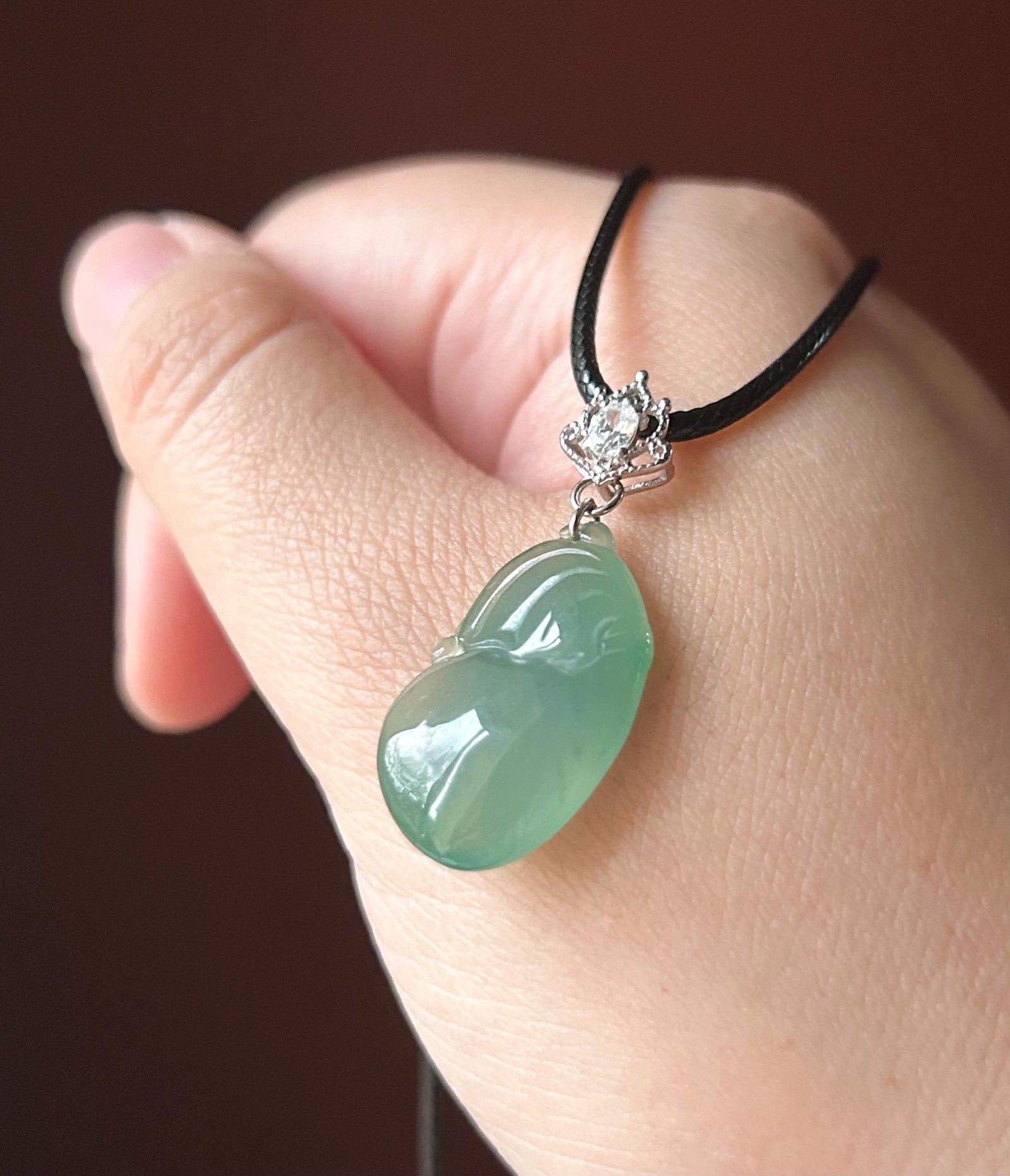 Natural Jadeite Money Bag Pendant | Burmese Type A Bluish Green Jade with 925 Silver Bail