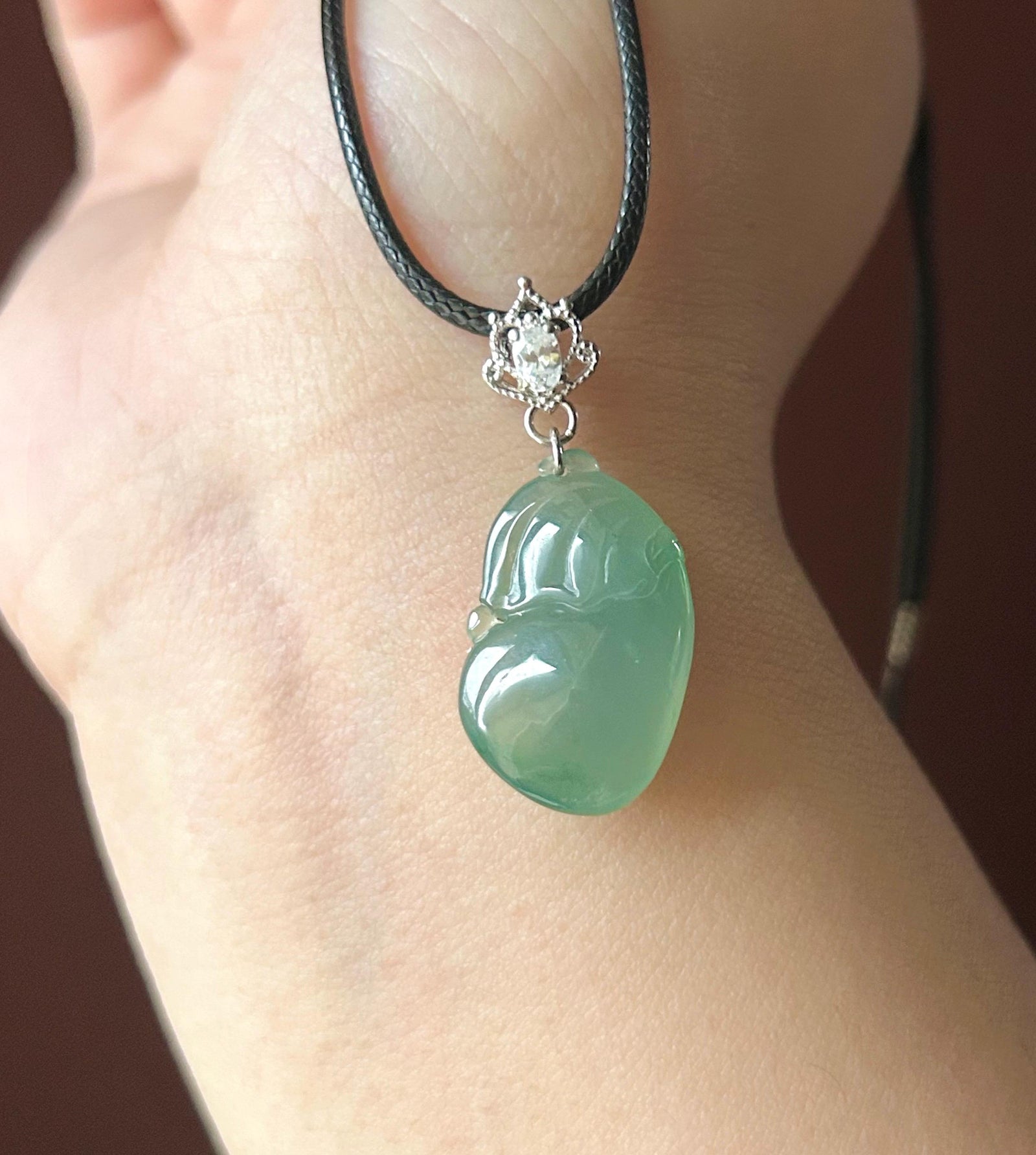 Natural Jadeite Money Bag Pendant | Burmese Type A Bluish Green Jade with 925 Silver Bail