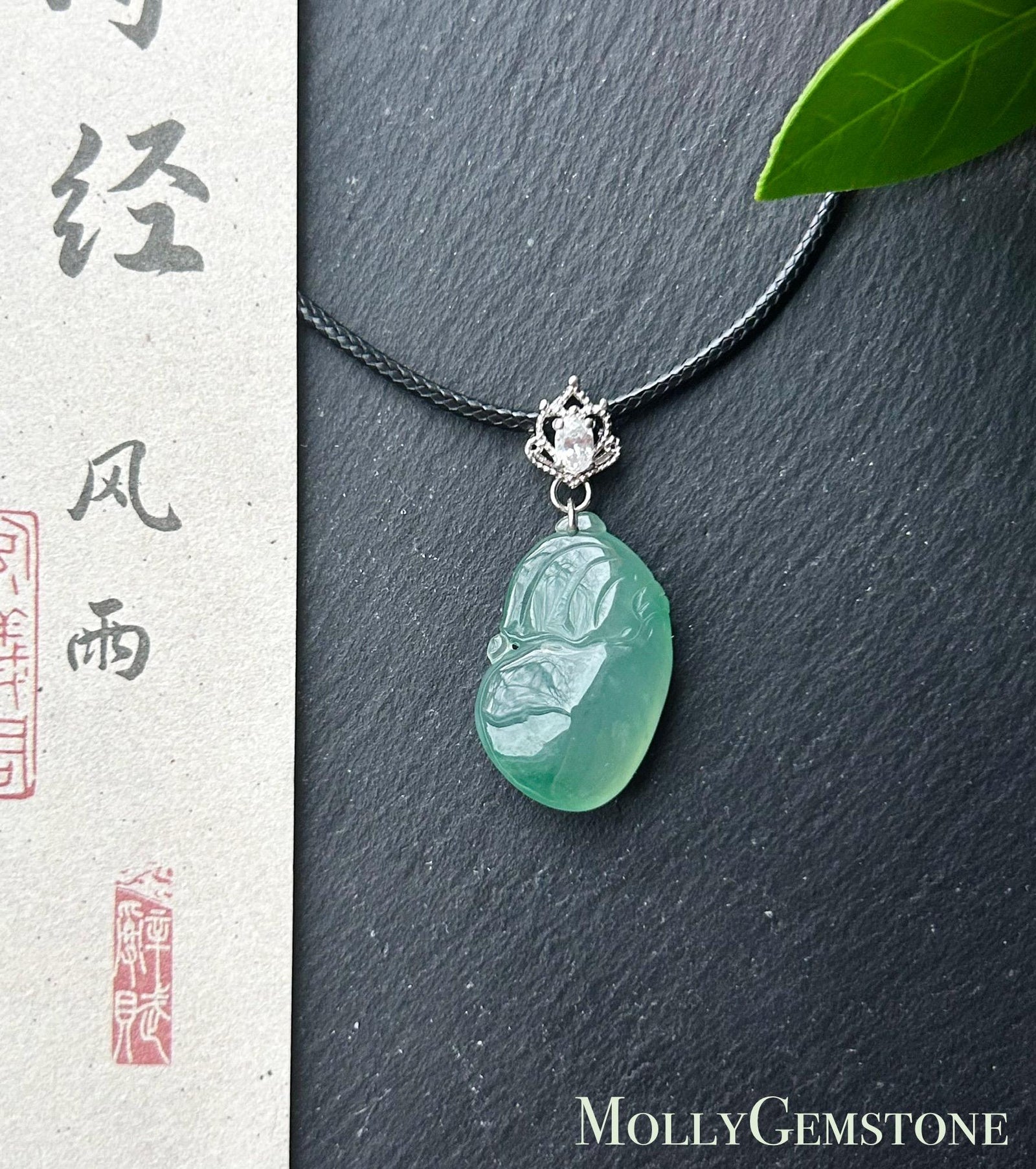 Natural Jadeite Money Bag Pendant | Burmese Type A Bluish Green Jade with 925 Silver Bail