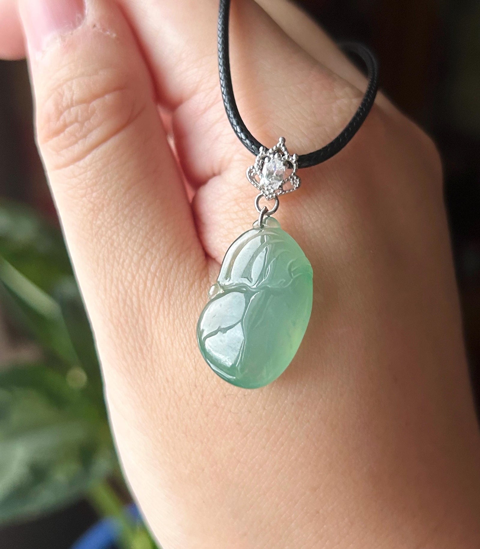 Natural Jadeite Money Bag Pendant | Burmese Type A Bluish Green Jade with 925 Silver Bail
