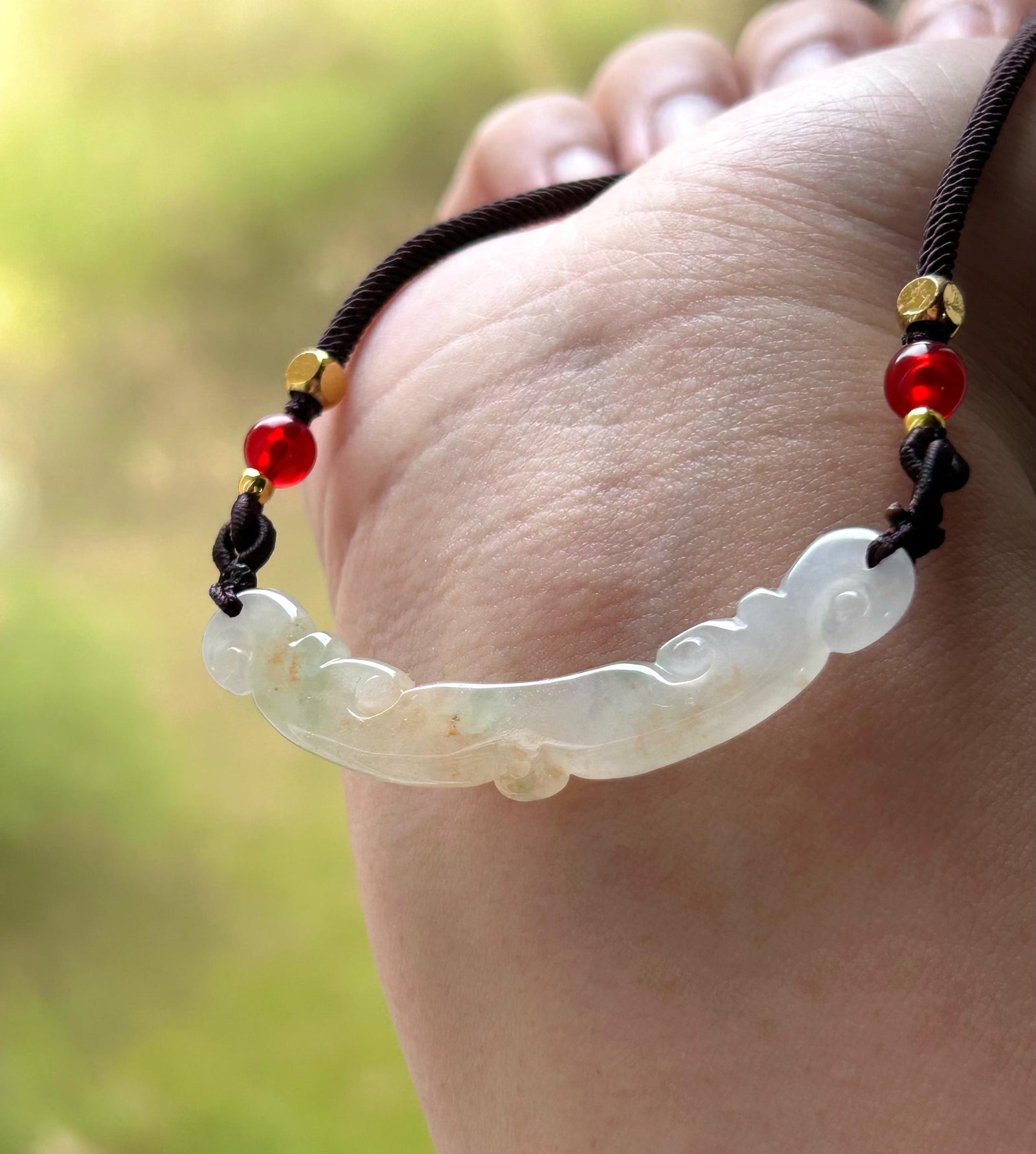 Natural Burmese Jadeite Pendant Necklace | Type A Icy Translucent Red Green Floral Jade | Protection & Grounding