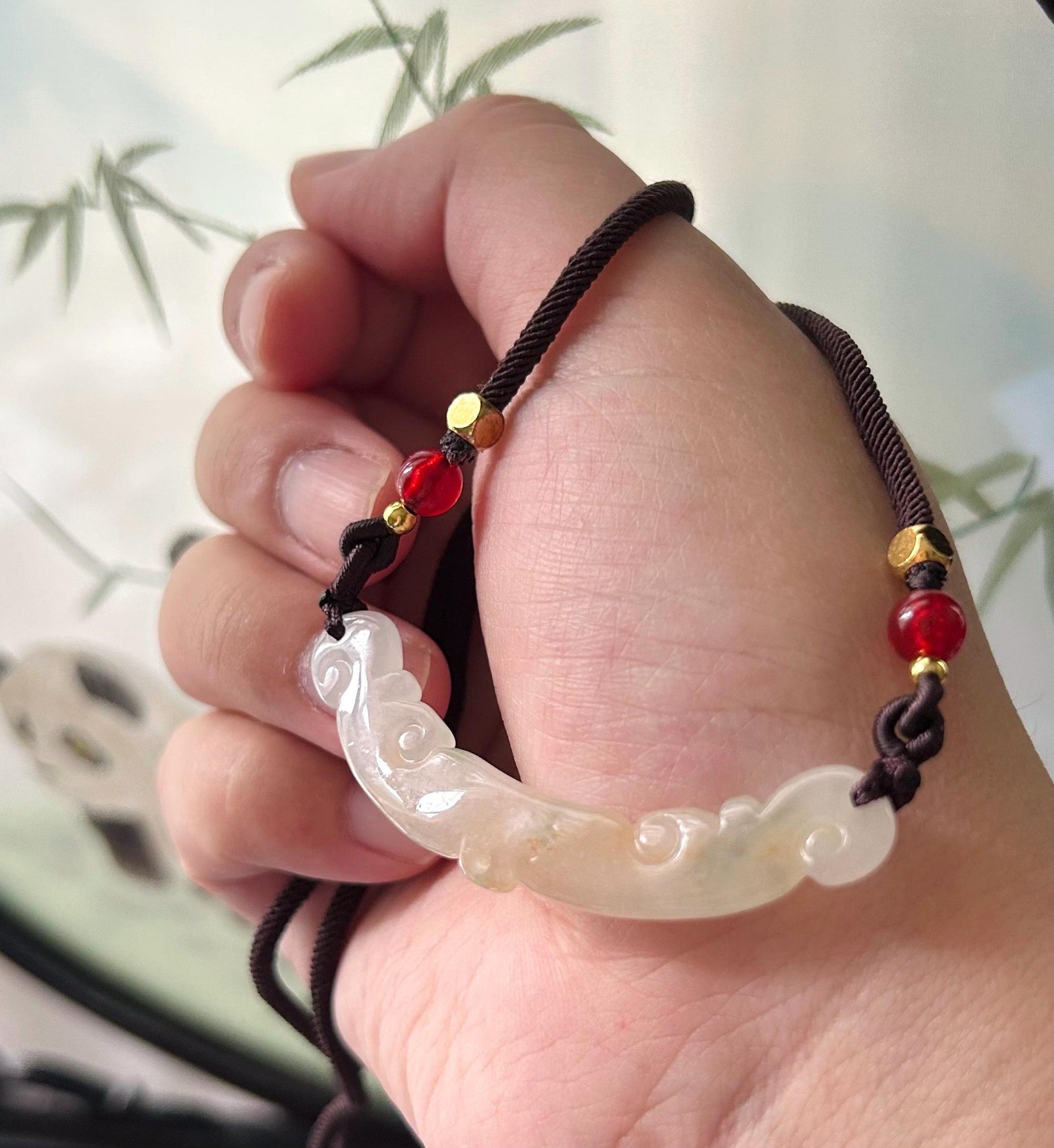 Natural Burmese Jadeite Pendant Necklace | Type A Icy Translucent Red Green Floral Jade | Protection & Grounding