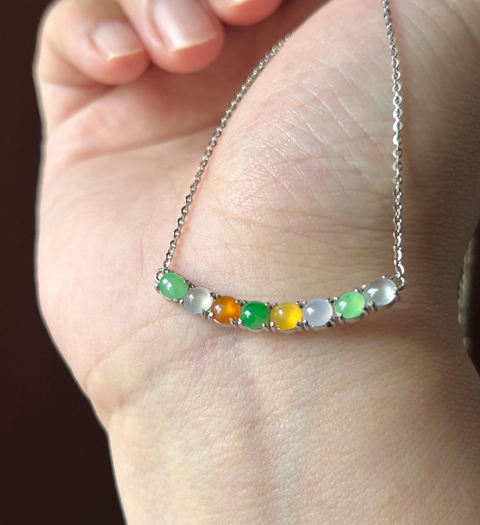 Certified Natural Burmese Jadeite Pendant Necklace | Type A Icy Translucent Multicolor Jade Sterling Silver Setting