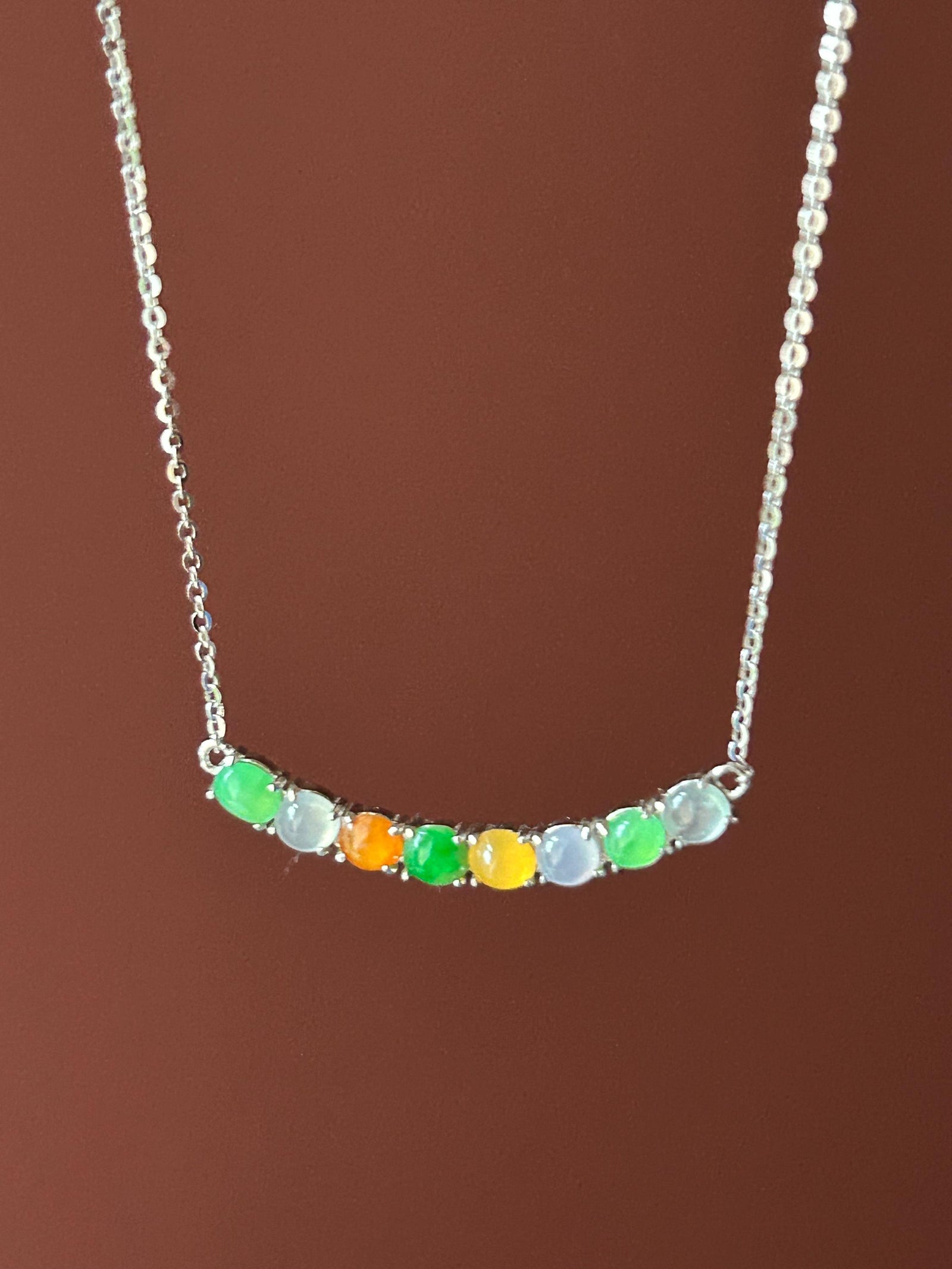 Certified Natural Burmese Jadeite Pendant Necklace | Type A Icy Translucent Multicolor Jade Sterling Silver Setting