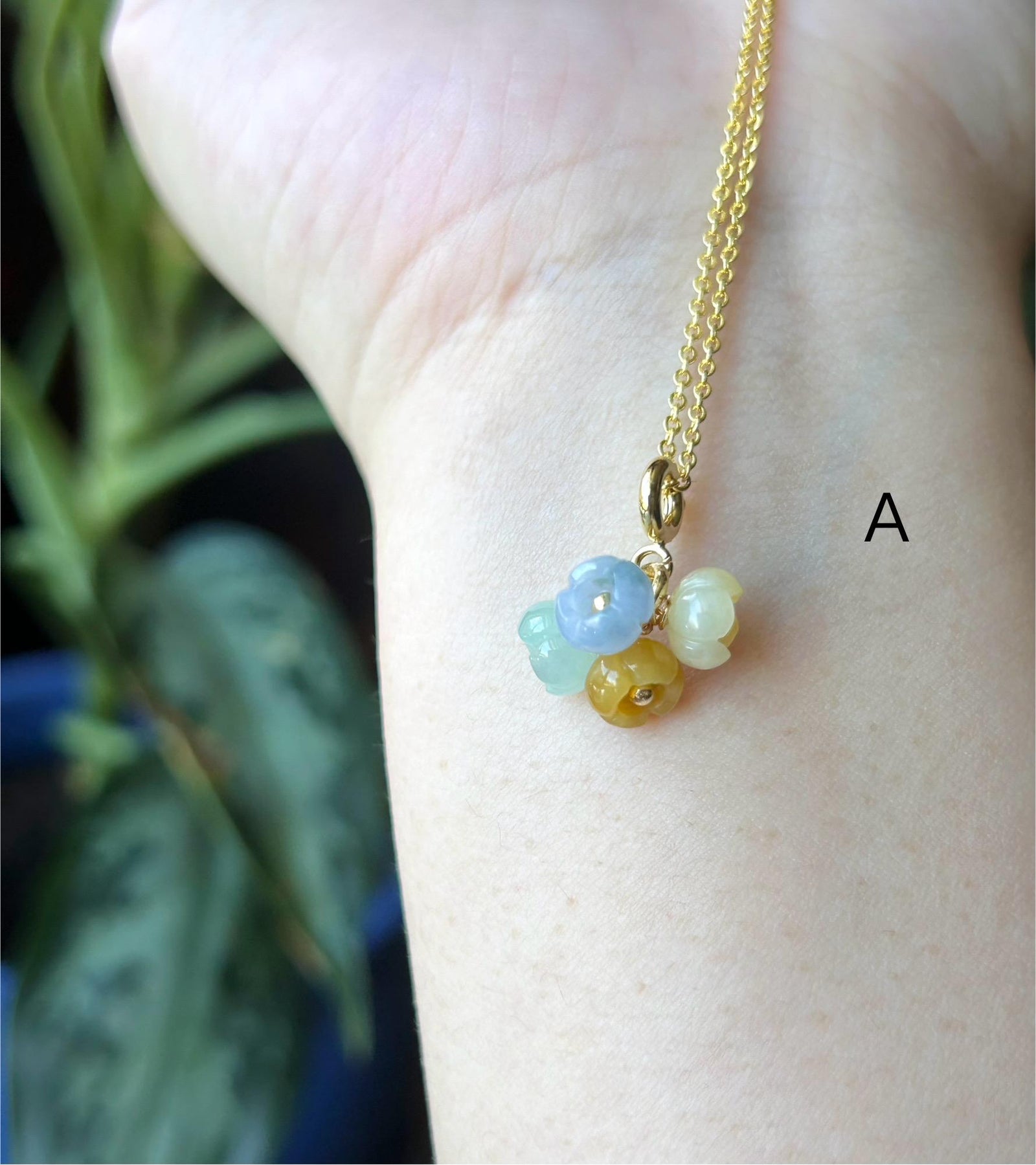 Natural Jadeite Floral Pendant/Beacelet Charm Dual Purpose Jewelry Burmese Type A Icy Translucent Multicolor Jade Flower