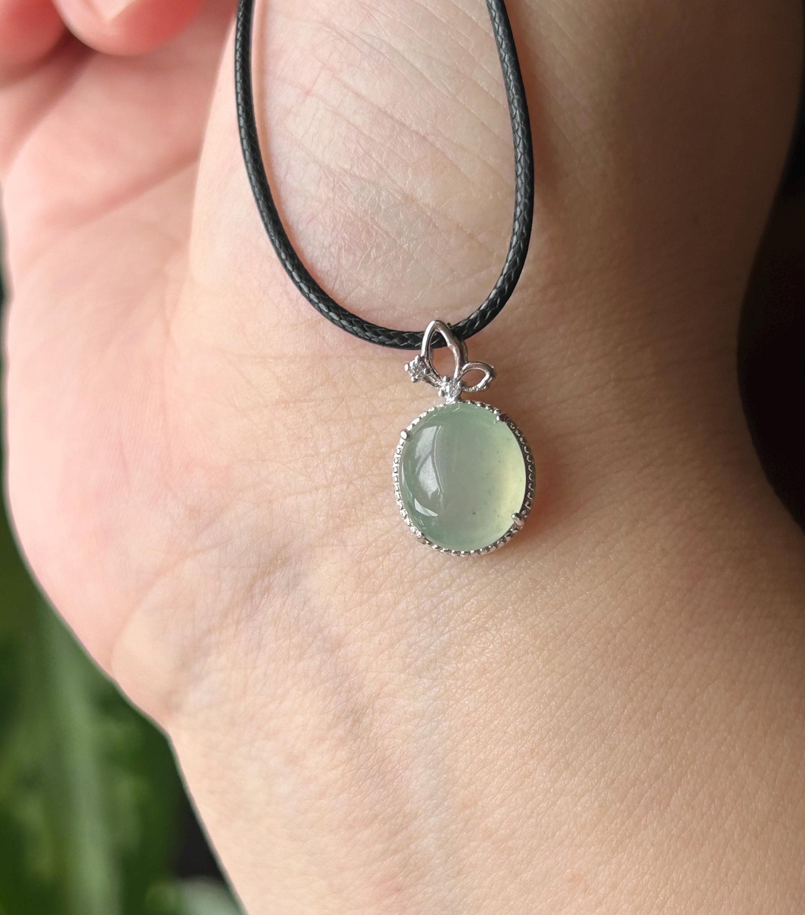 Natural Jadeite Pendant 925 Sterling Silver | Burmese Type A Translucent Icy Clear Water Green Jade Petite Minimalist Jewelry
