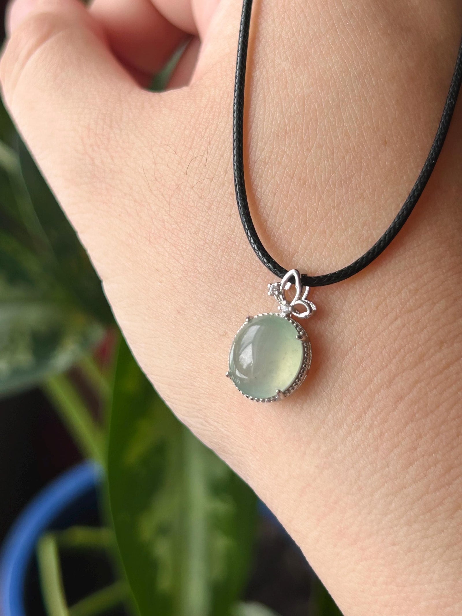 Natural Jadeite Pendant 925 Sterling Silver | Burmese Type A Translucent Icy Clear Water Green Jade Petite Minimalist Jewelry