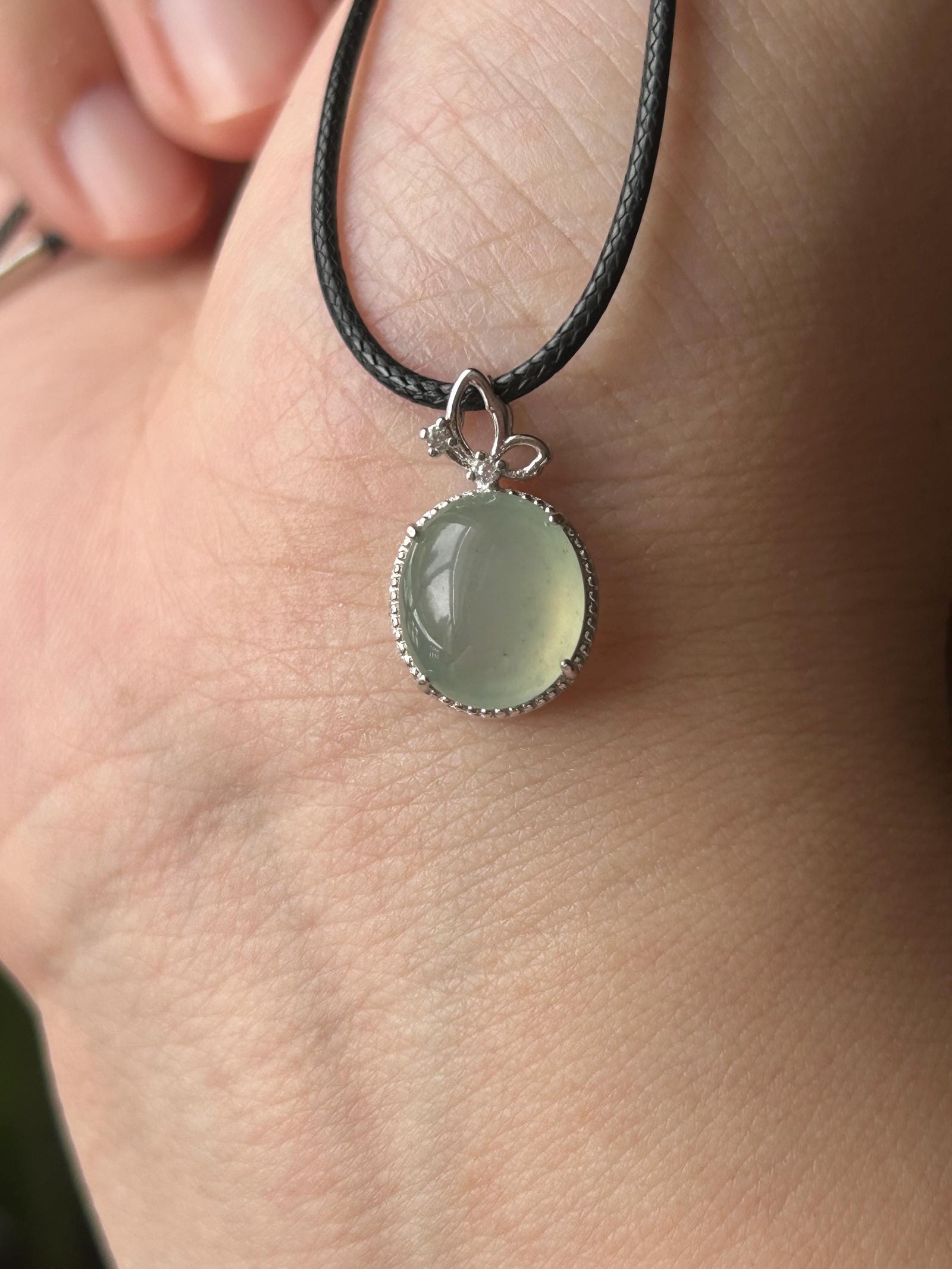 Natural Jadeite Pendant 925 Sterling Silver | Burmese Type A Translucent Icy Clear Water Green Jade Petite Minimalist Jewelry