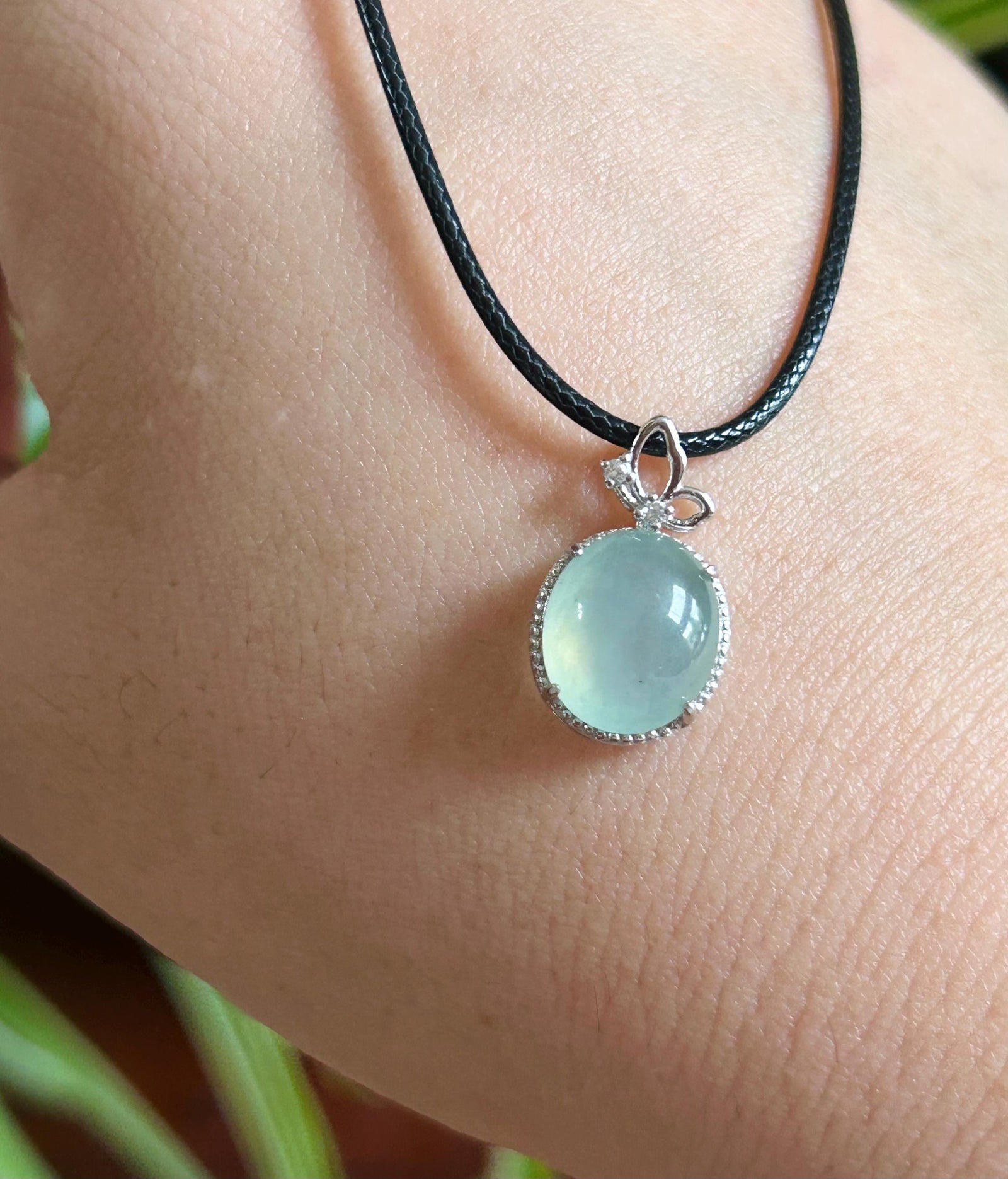 Natural Jadeite Pendant 925 Sterling Silver | Burmese Type A Translucent Icy Clear Water Green Jade Petite Minimalist Jewelry