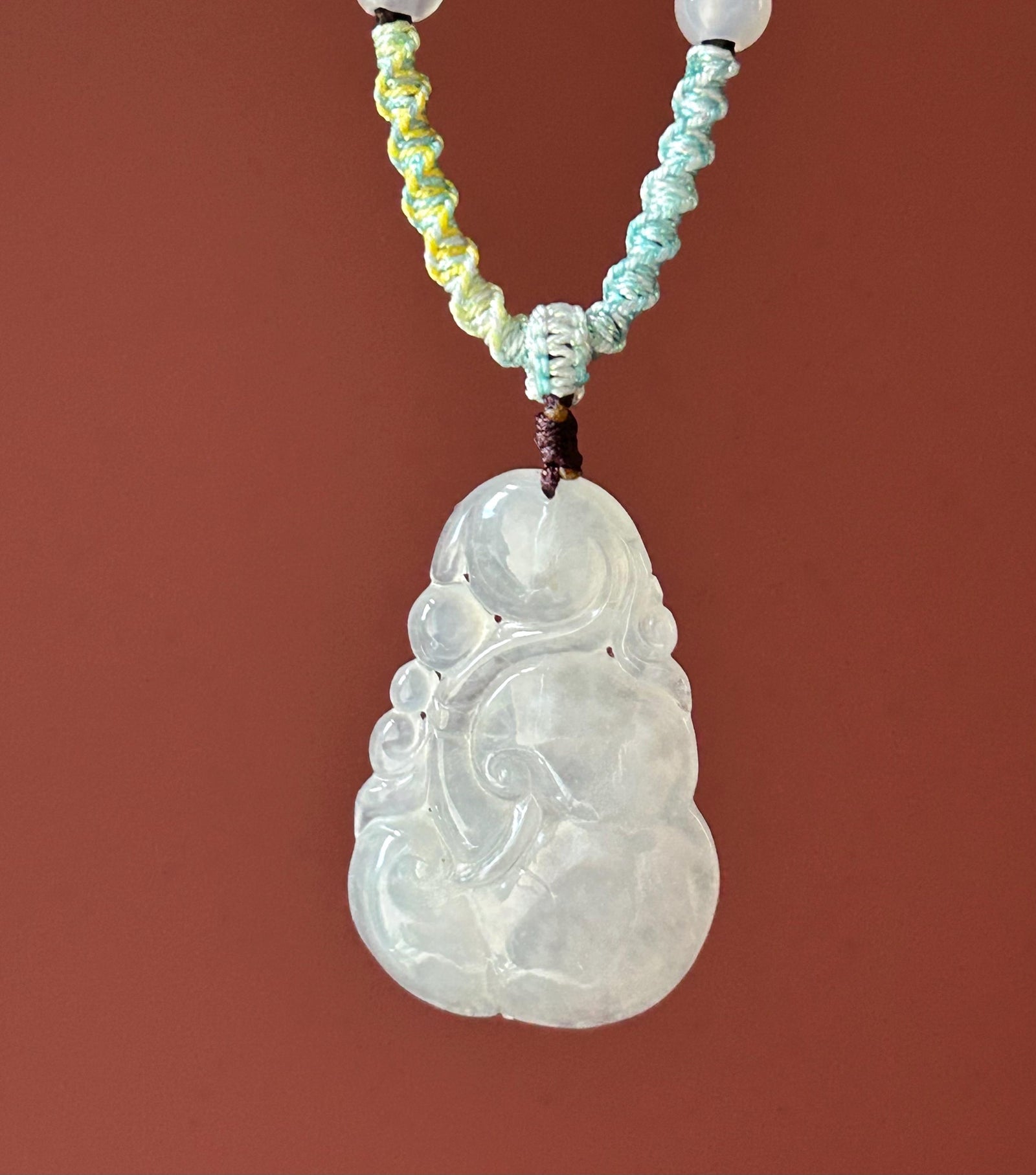 Certified Natural Burmese Type A Jadeite Ruyi Pendant, Icy White Translucent Jade, New Year Blessing