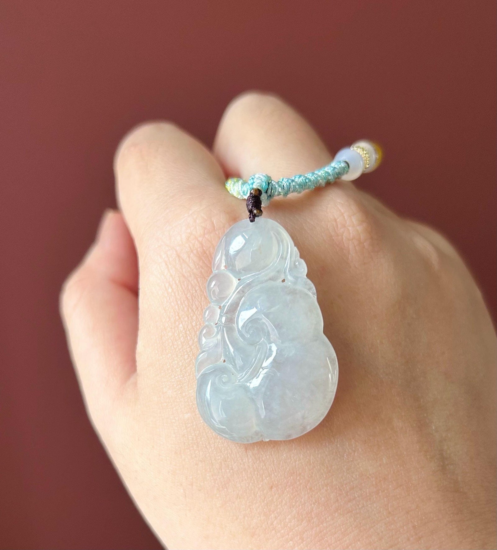 Certified Natural Burmese Type A Jadeite Ruyi Pendant, Icy White Translucent Jade, New Year Blessing