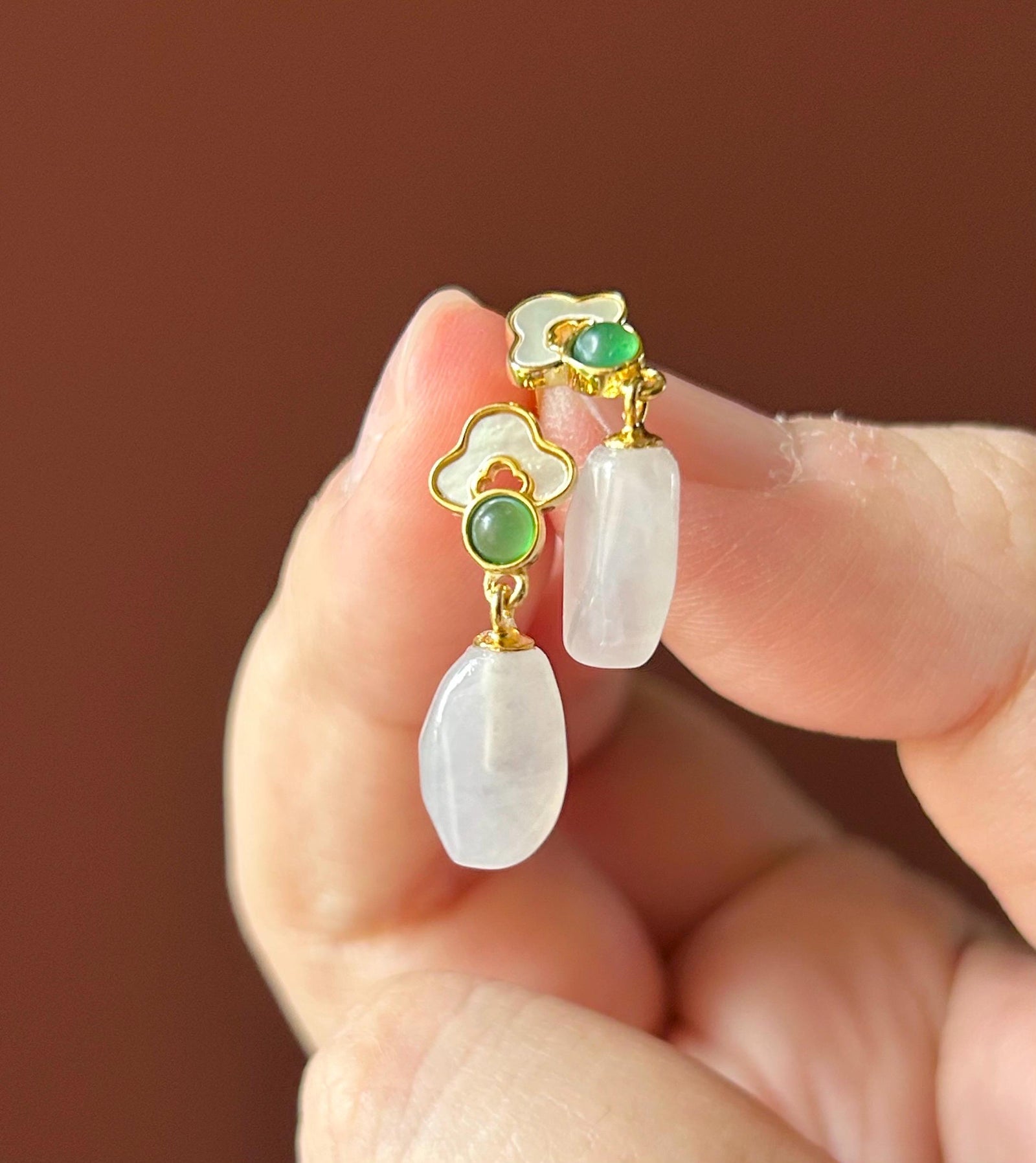 Natural Jadeite Sterling Silver Earrings Untreated Burmese Type A Highly Translucent Icy White Jade
