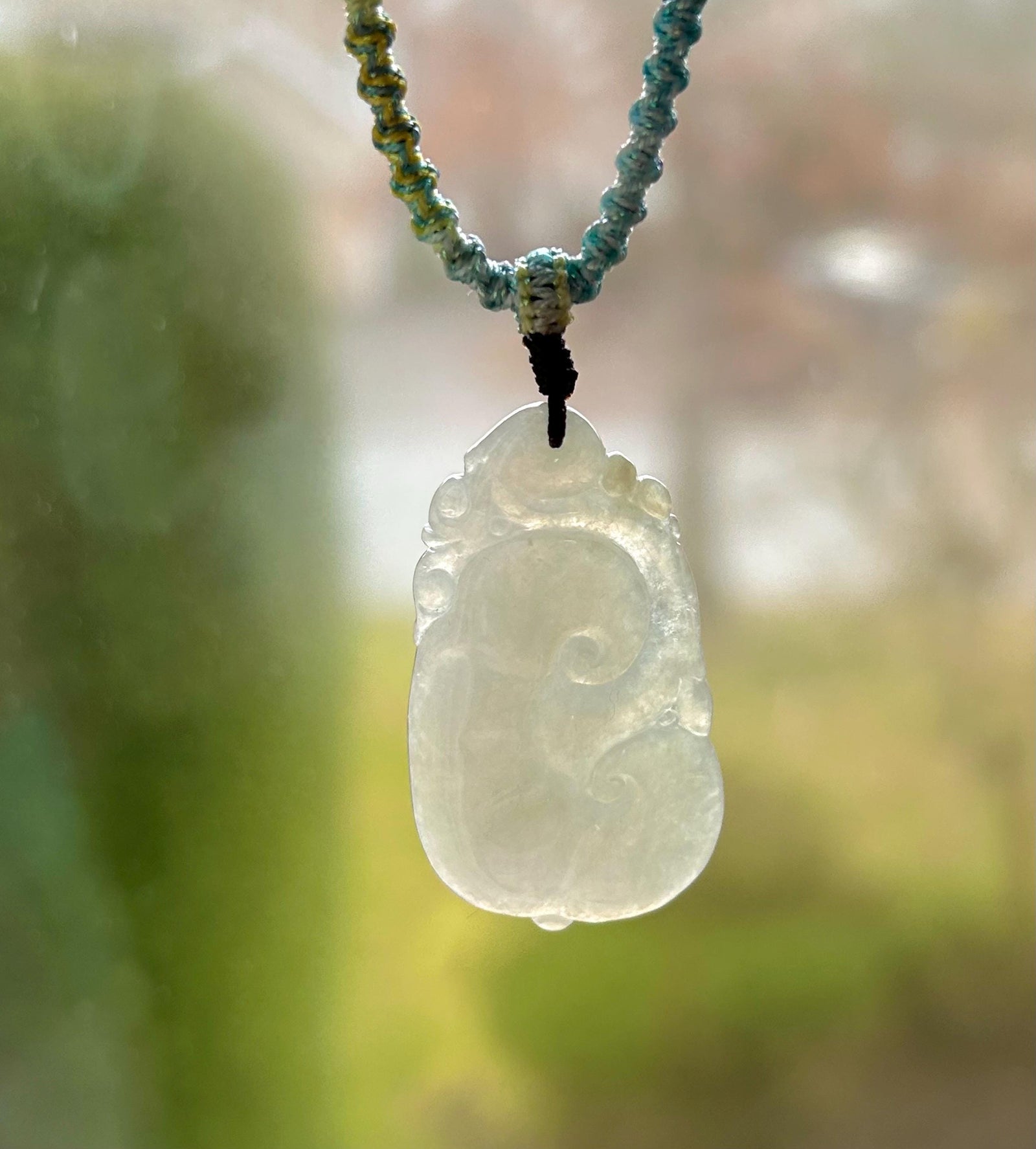 Natural Burmese Type A Jadeite Ruyi Pendant, Icy Light Yellow Translucent Jade, New Year Blessing