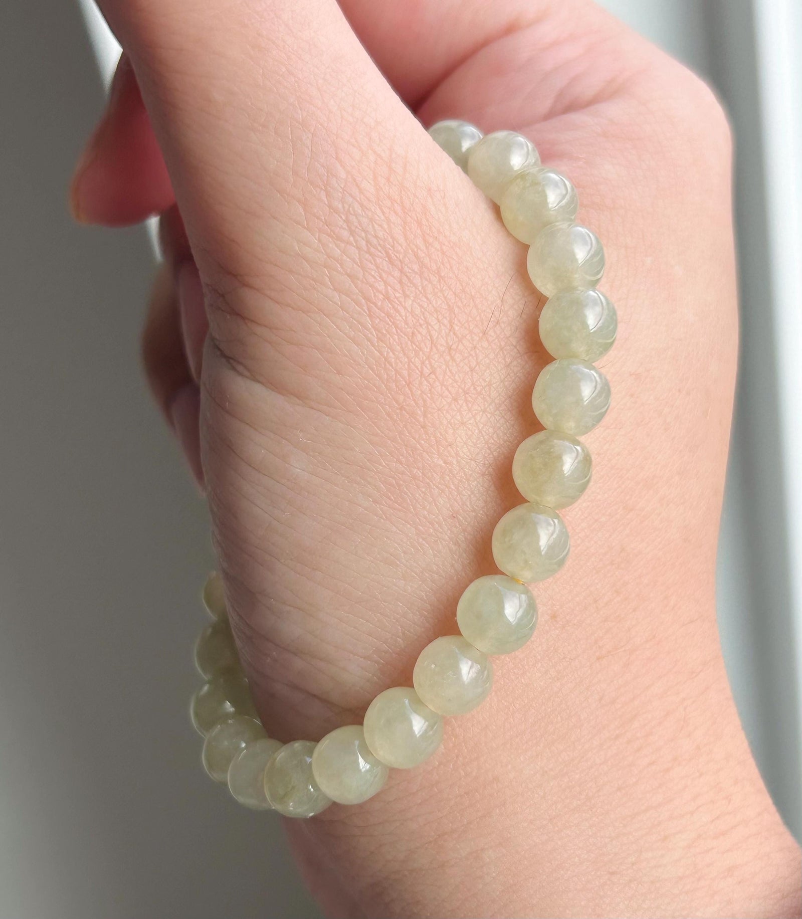 Natural Jadeite Beaded Bracelet | Burmese Type A Highly Translucent Icy Honey Pear Yellow Jade 7mm Designer Minimalist Jewelry