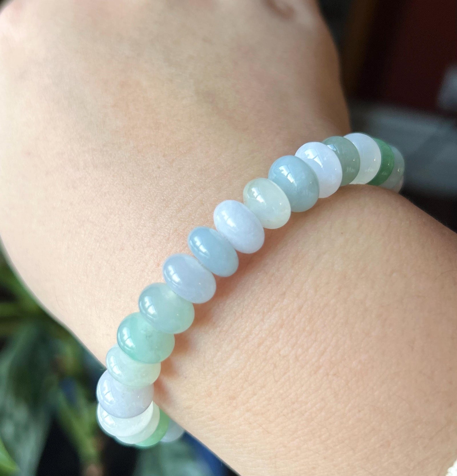 Natural Jadeite Multi-Color Beaded Bracelet, Burmese Type A Icy Translucent Pastel Jade, Soft Tone Jewelry
